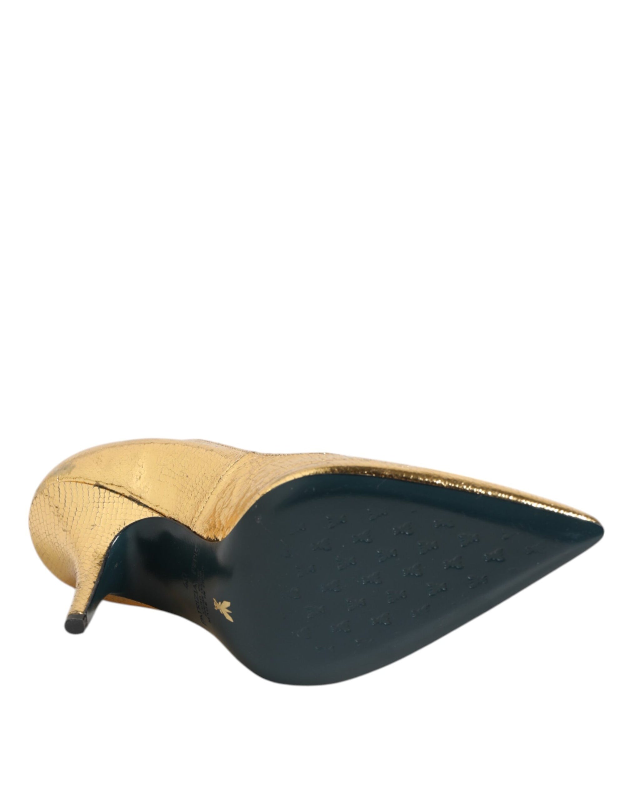 Patrizia Pepe Gold Patent Leather High Heels Pump Shoes