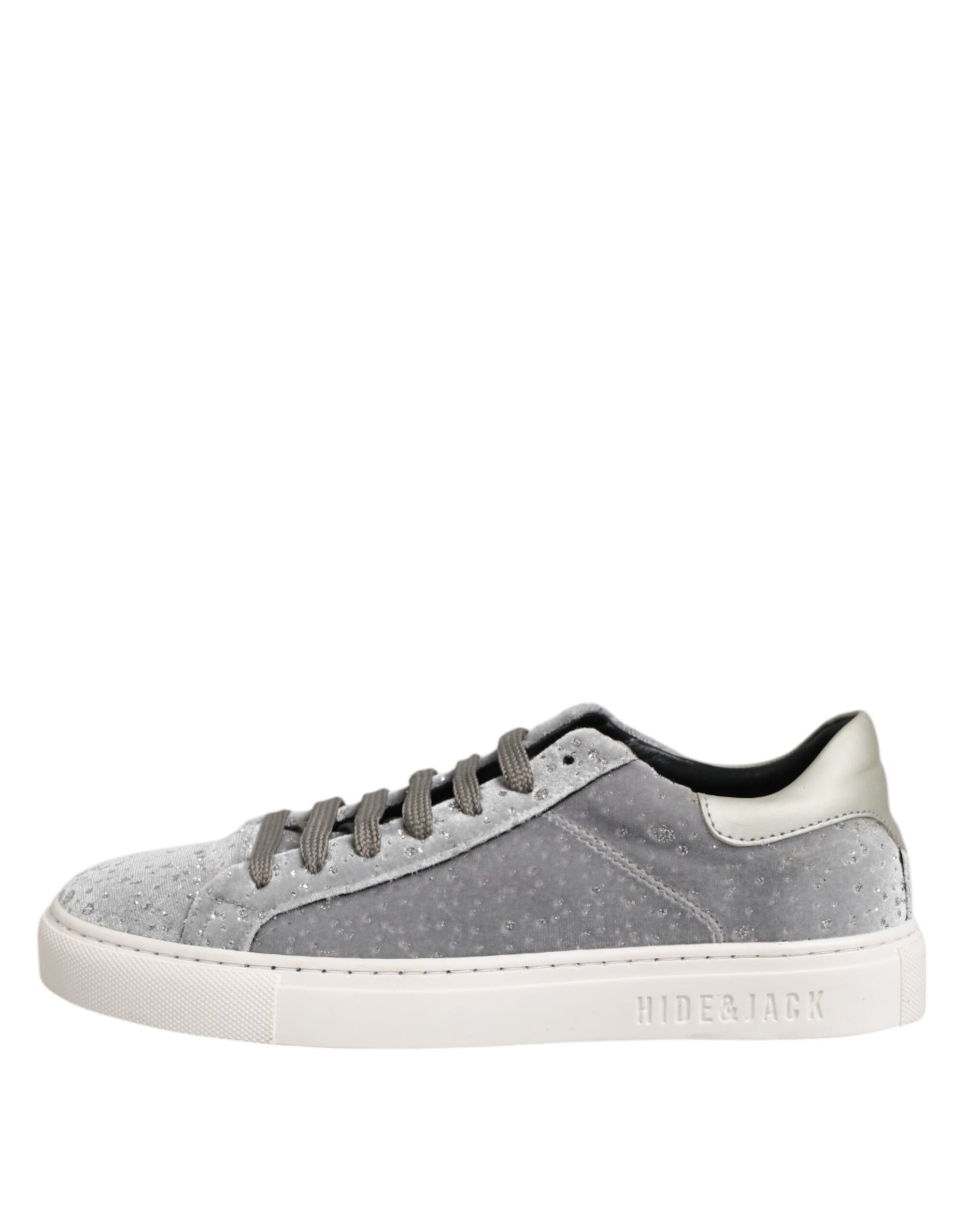 HIDE & JACK Gray Suede Low Top Lace Up Sneakers Shoes