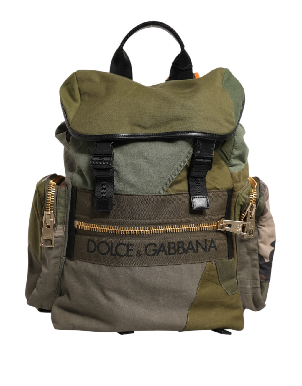 Dolce & Gabbana Military Green Patchwork Rucksack Backpack Bag