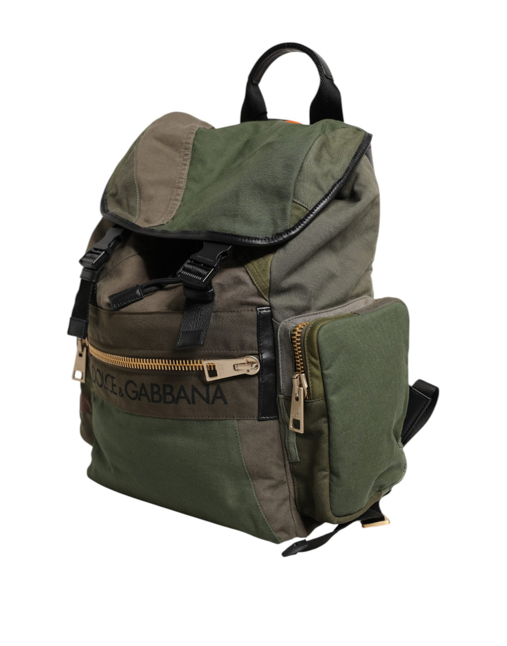Dolce & Gabbana Military Green Patchwork Rucksack Backpack Bag
