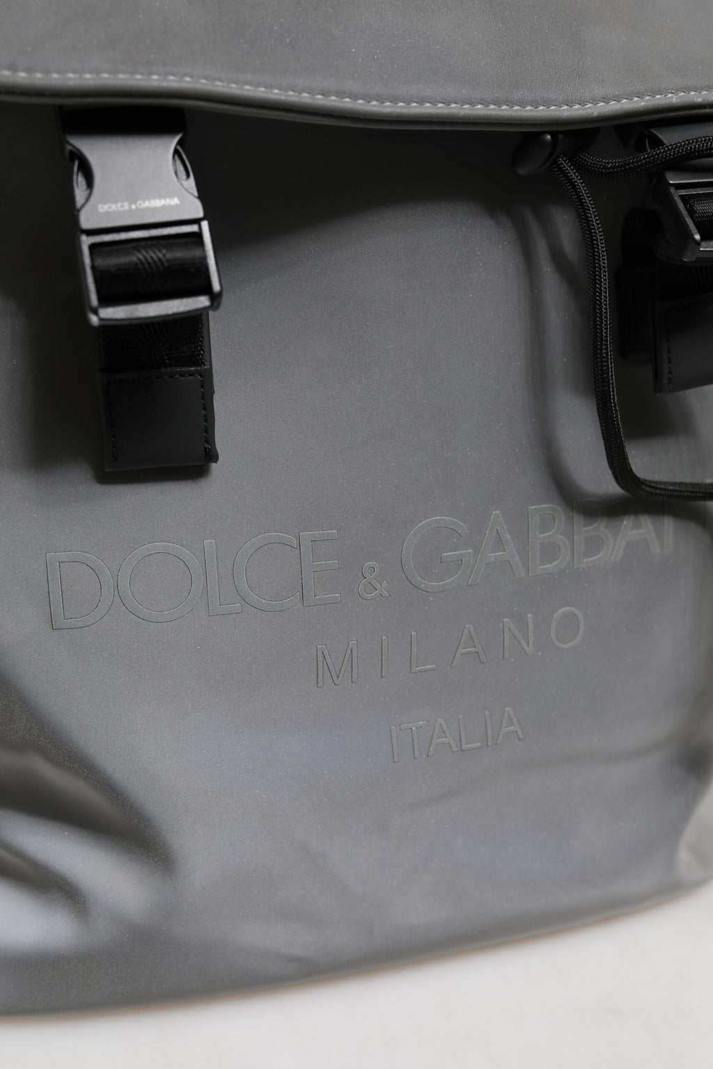 Dolce & Gabbana Gray Palermo Reflector Buckles Drawstring Backpack Bag