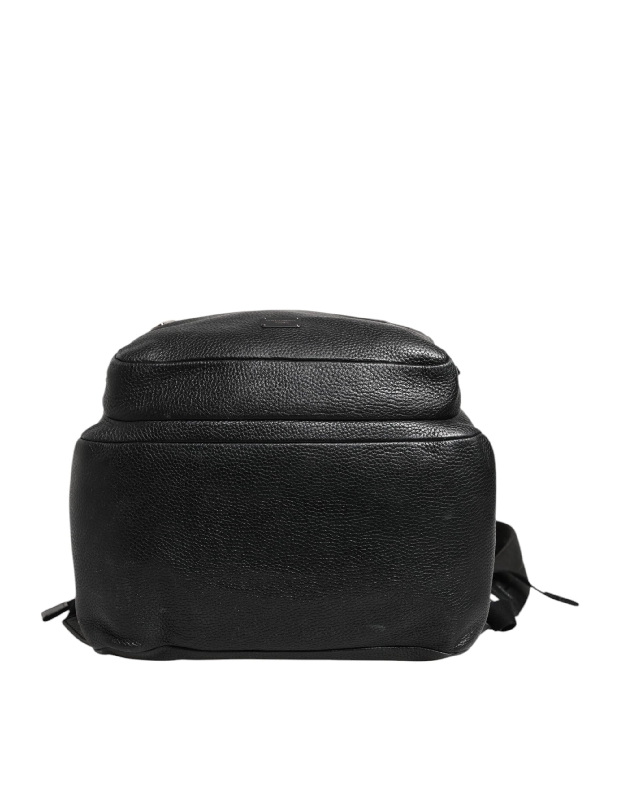 Dolce & Gabbana Black Palermo Backpack Hammered Calfskin Leather Bag