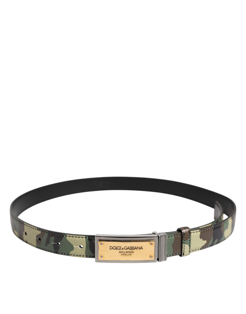 Dolce & Gabbana Multicolor Camouflage Metal Logo Buckle Belt