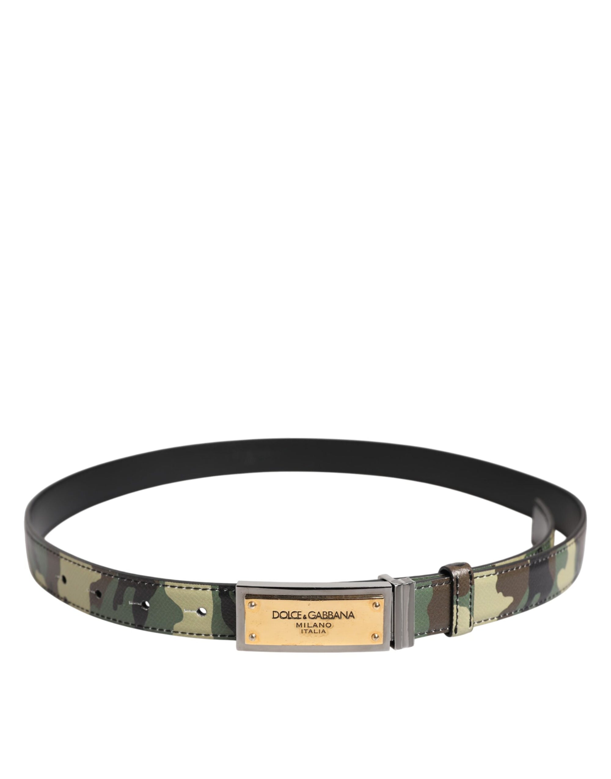 Dolce & Gabbana Multicolor Camouflage Metal Logo Buckle Belt
