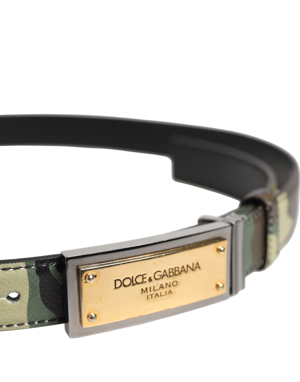 Dolce & Gabbana Multicolor Camouflage Metal Logo Buckle Belt