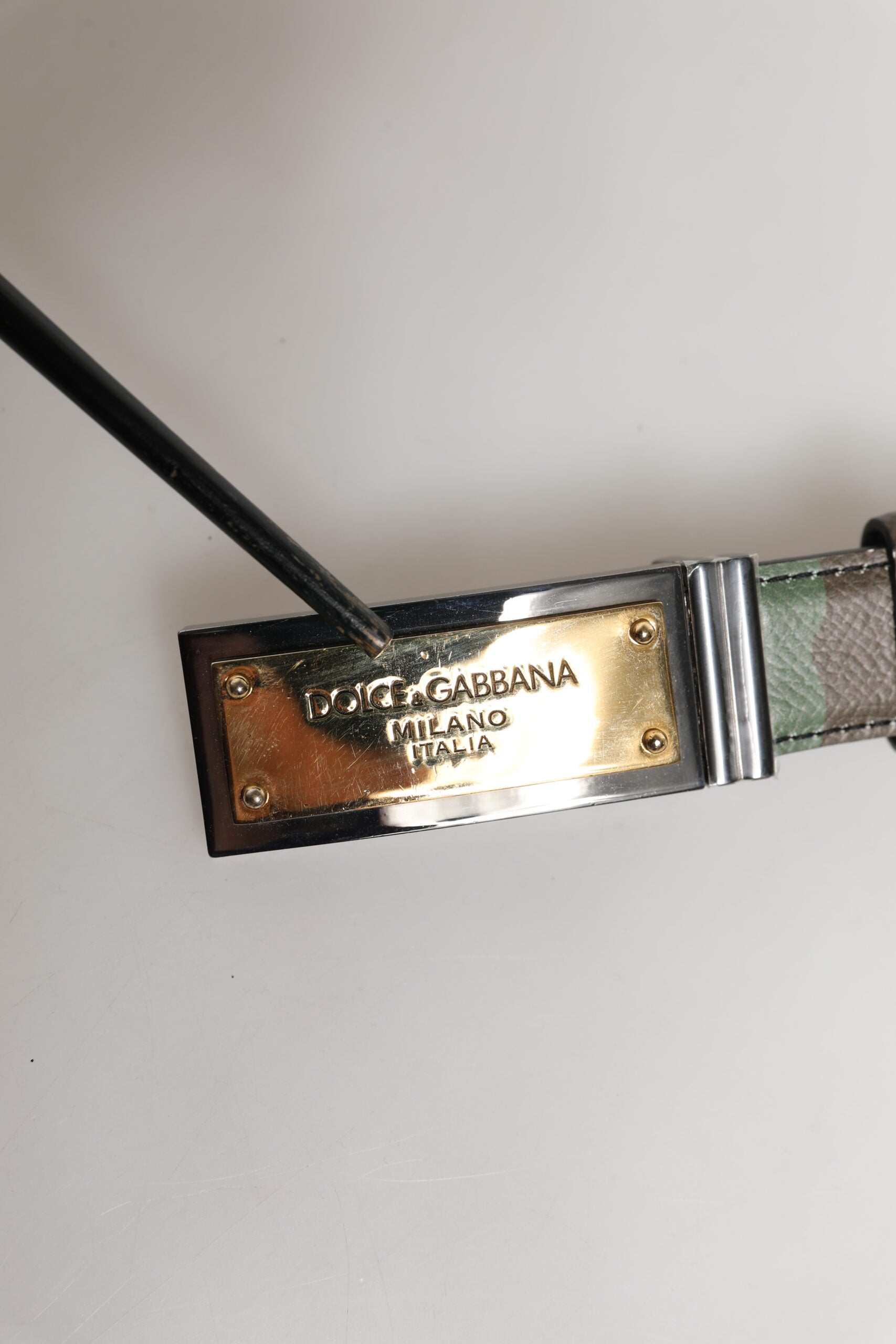 Dolce & Gabbana Multicolor Camouflage Metal Logo Buckle Belt