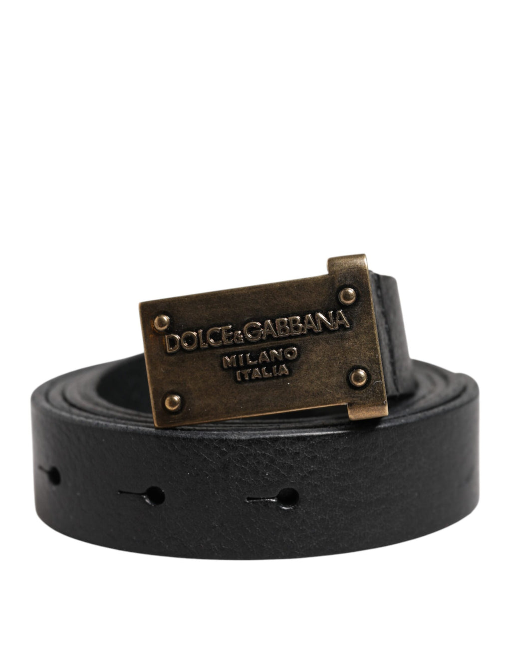 Dolce & Gabbana Black Classic Leather Gold Metal Buckle Belt