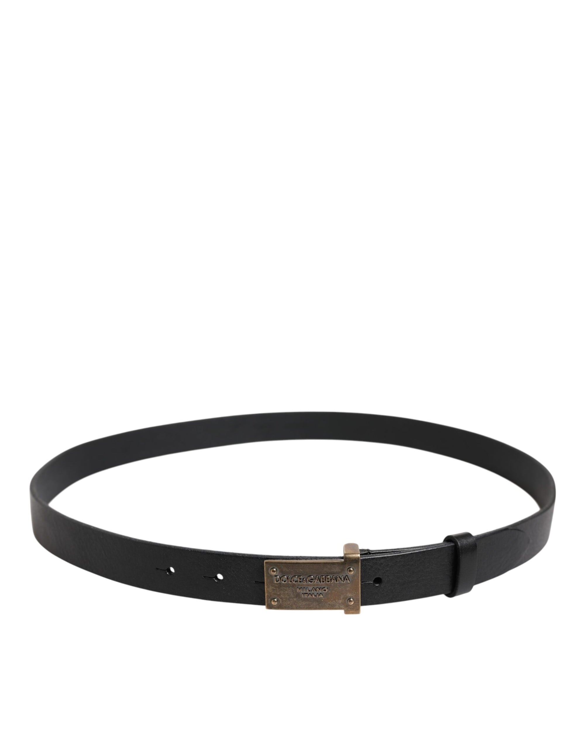 Dolce & Gabbana Black Classic Leather Gold Metal Buckle Belt