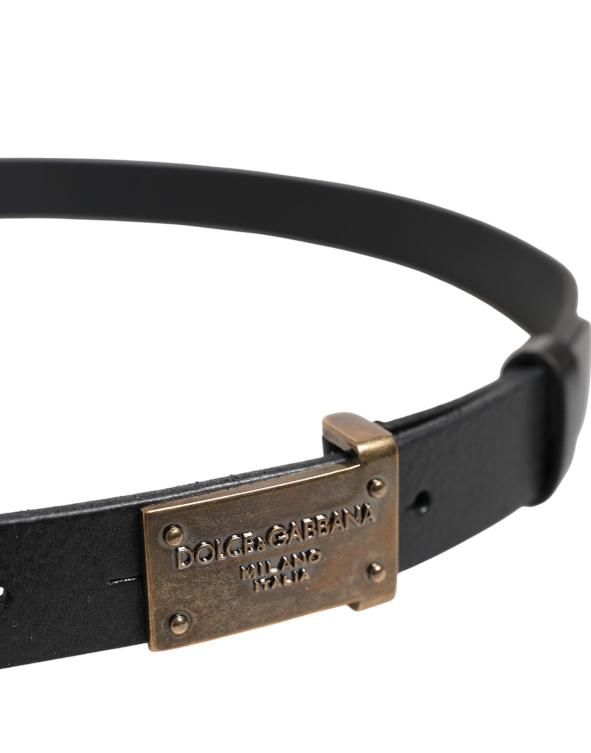 Dolce & Gabbana Black Classic Leather Gold Metal Buckle Belt