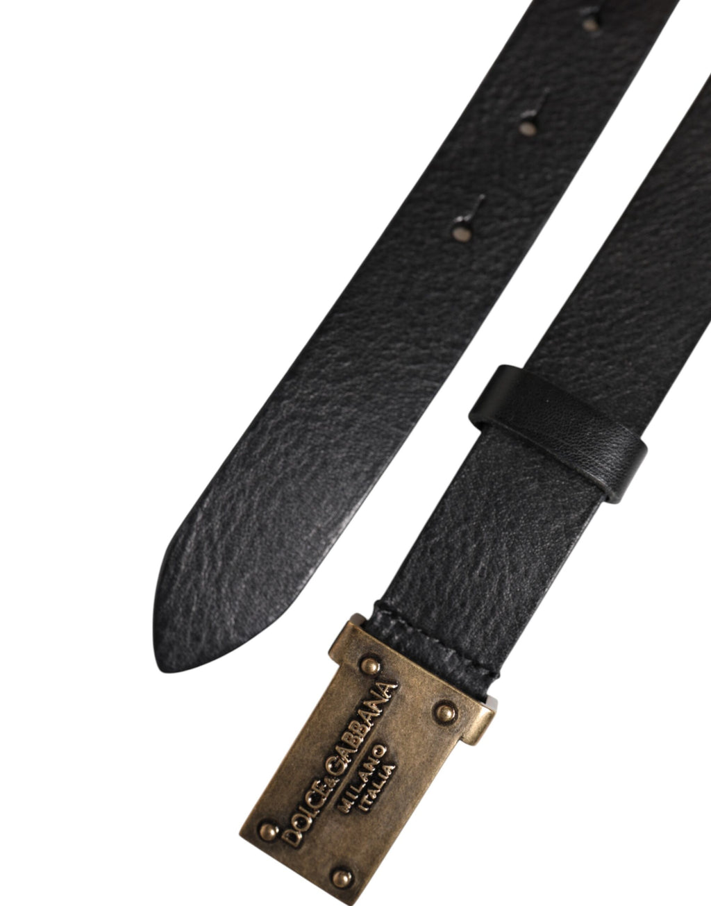 Dolce & Gabbana Black Classic Leather Gold Metal Buckle Belt