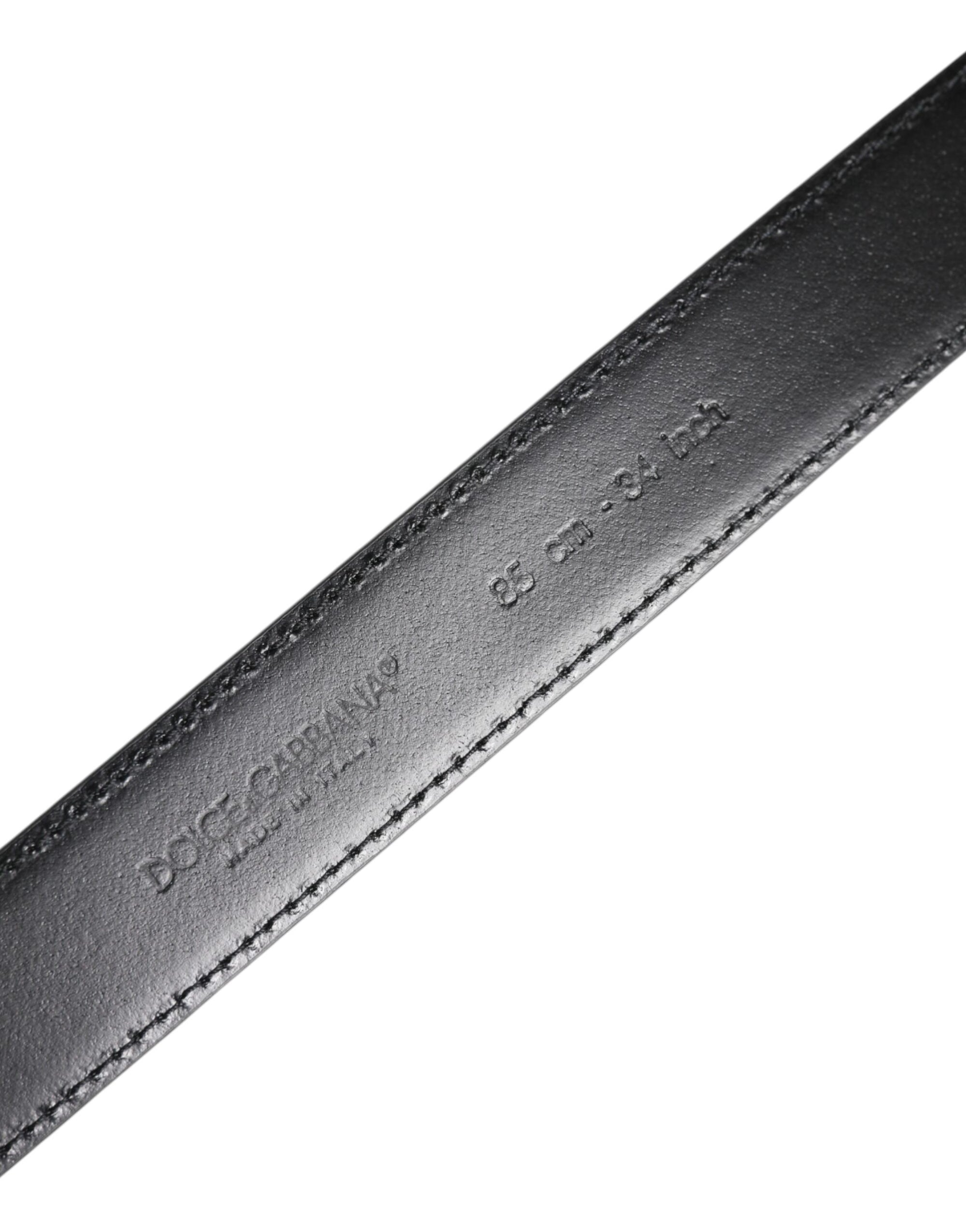 Dolce & Gabbana Black Classic Leather Metal Buckle Belt