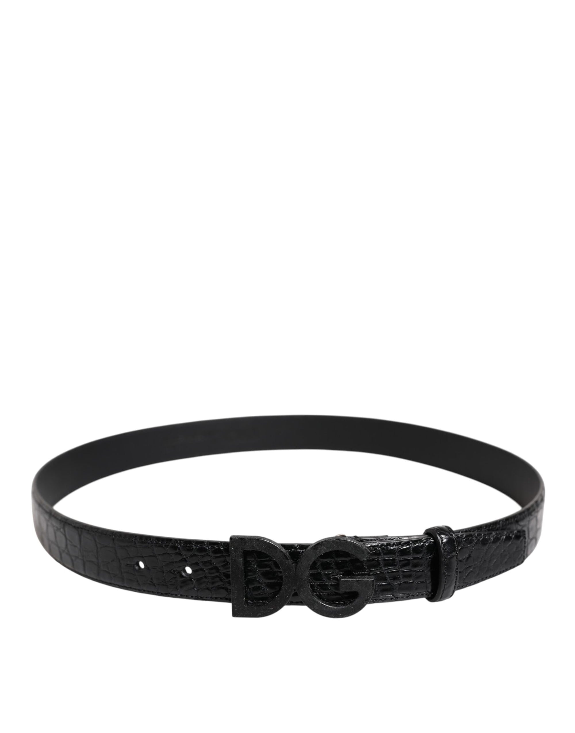 Dolce & Gabbana Black Leather Classic Metal DG Buckle Belt