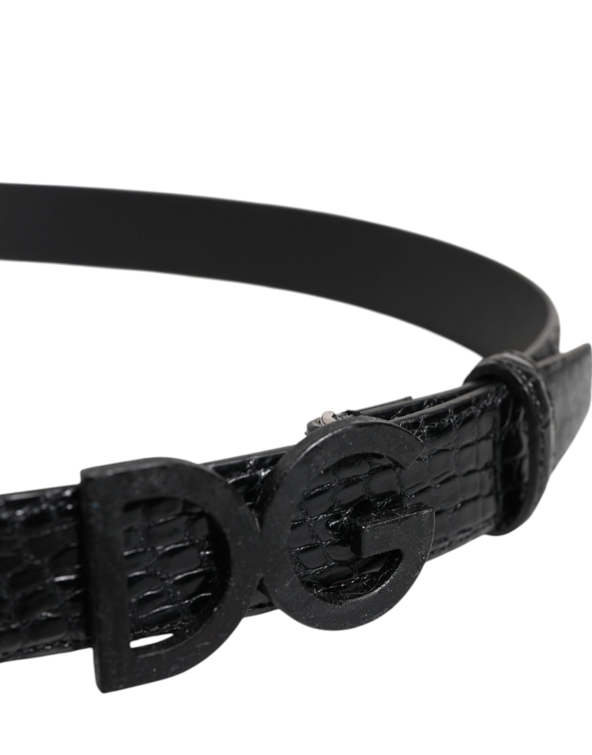 Dolce & Gabbana Black Leather Classic Metal DG Buckle Belt