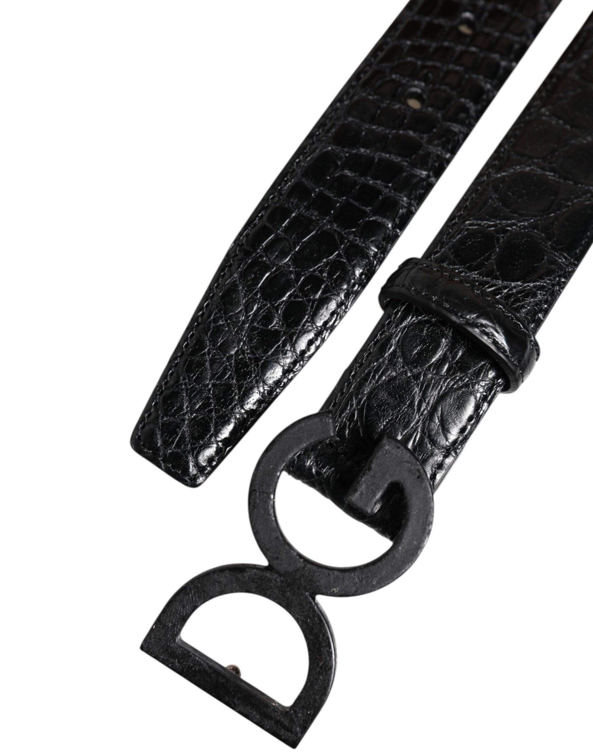 Dolce & Gabbana Black Leather Classic Metal DG Buckle Belt