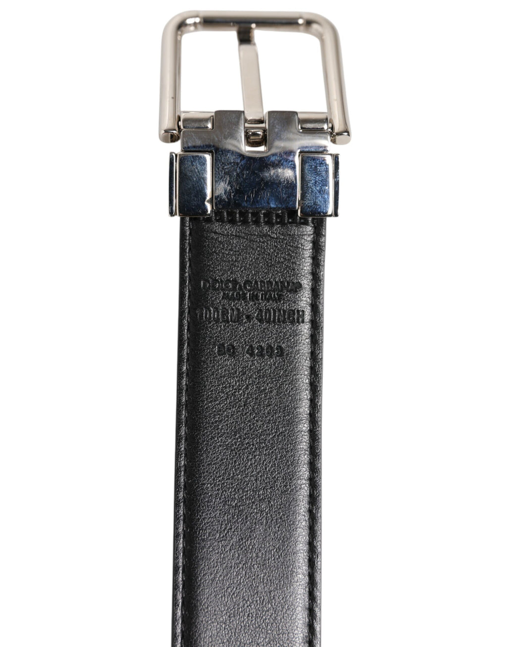 Dolce & Gabbana Black Classic Leather Silver Tone Buckle Belt