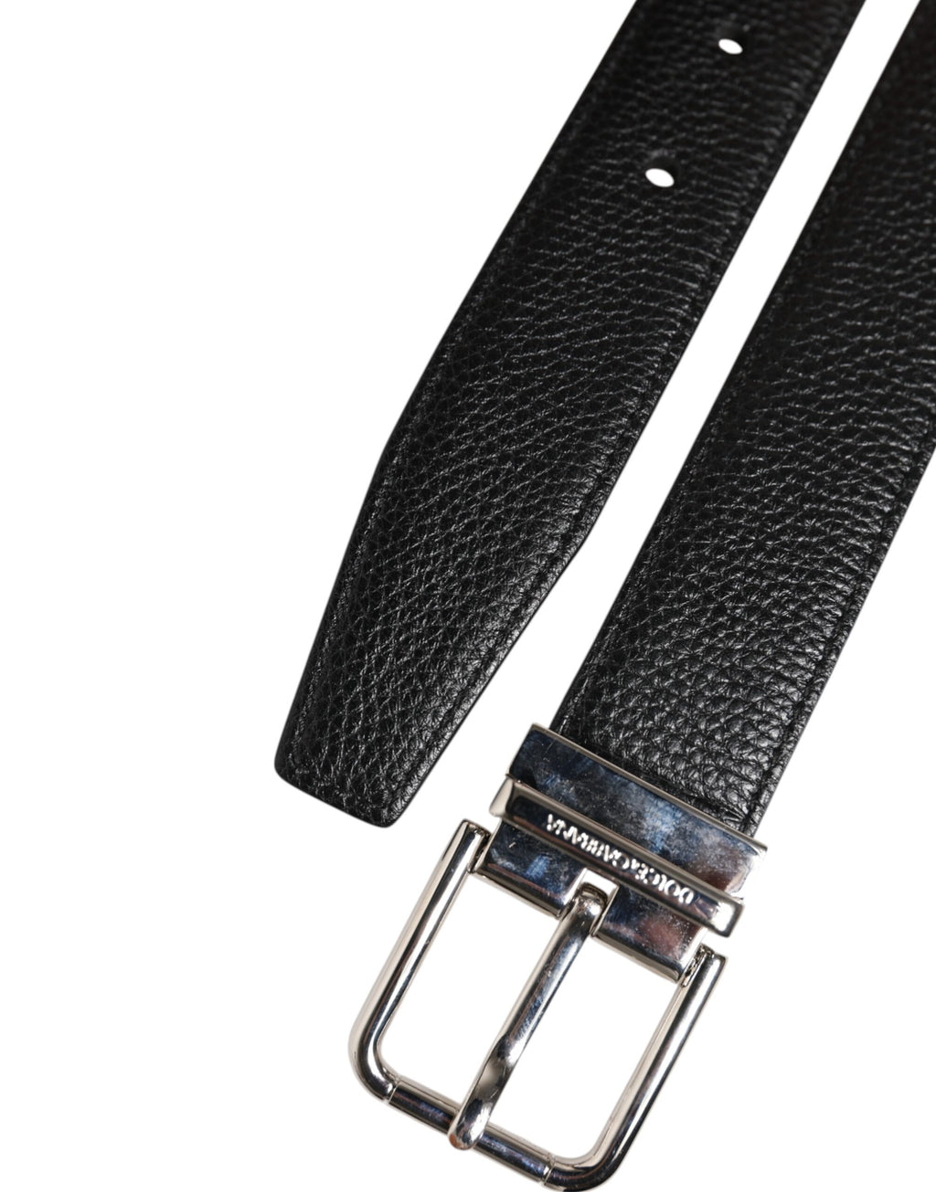 Dolce & Gabbana Black Classic Leather Silver Tone Buckle Belt