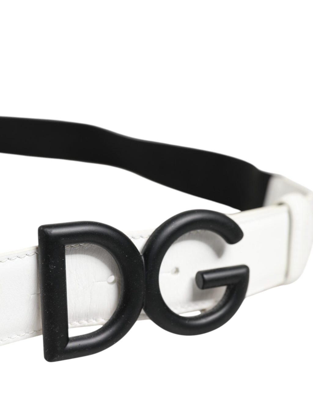 Dolce & Gabbana Black White Metal DG Logo Buckle Belt