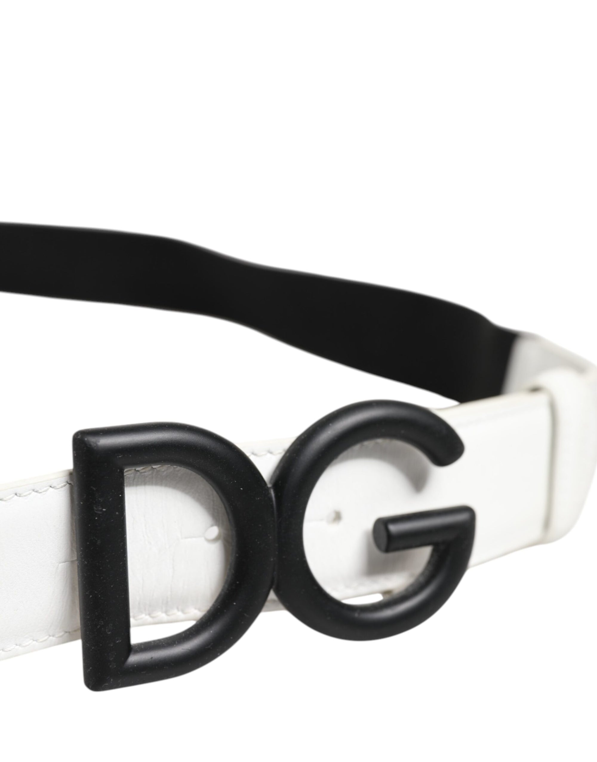 Dolce & Gabbana Black White Metal DG Logo Buckle Belt