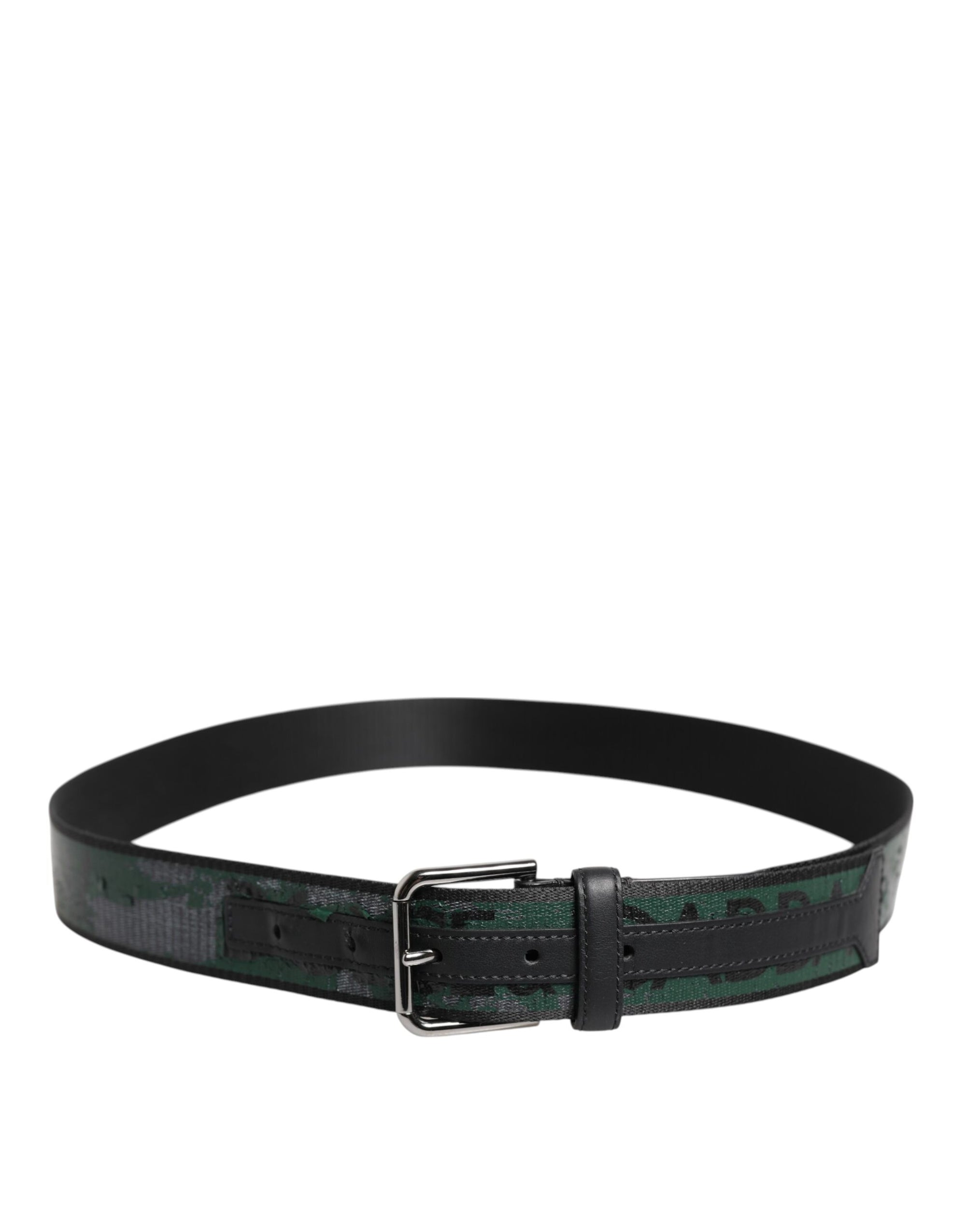 Dolce & Gabbana Green Black Polyester DG Logo Buckle Belt