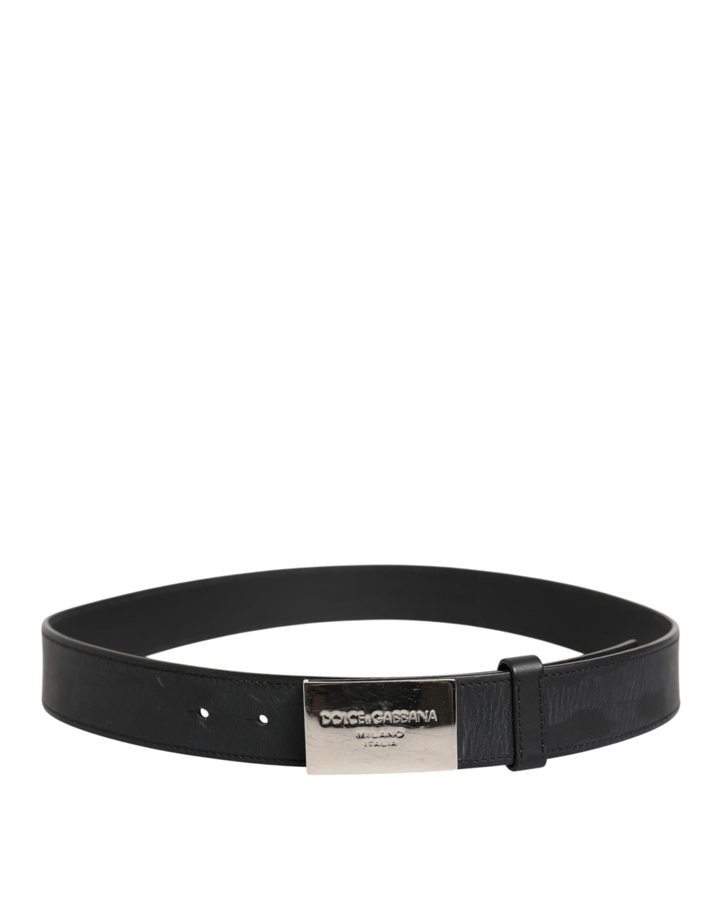 Dolce & Gabbana Black Leather Classic Metal Logo Buckle Belt