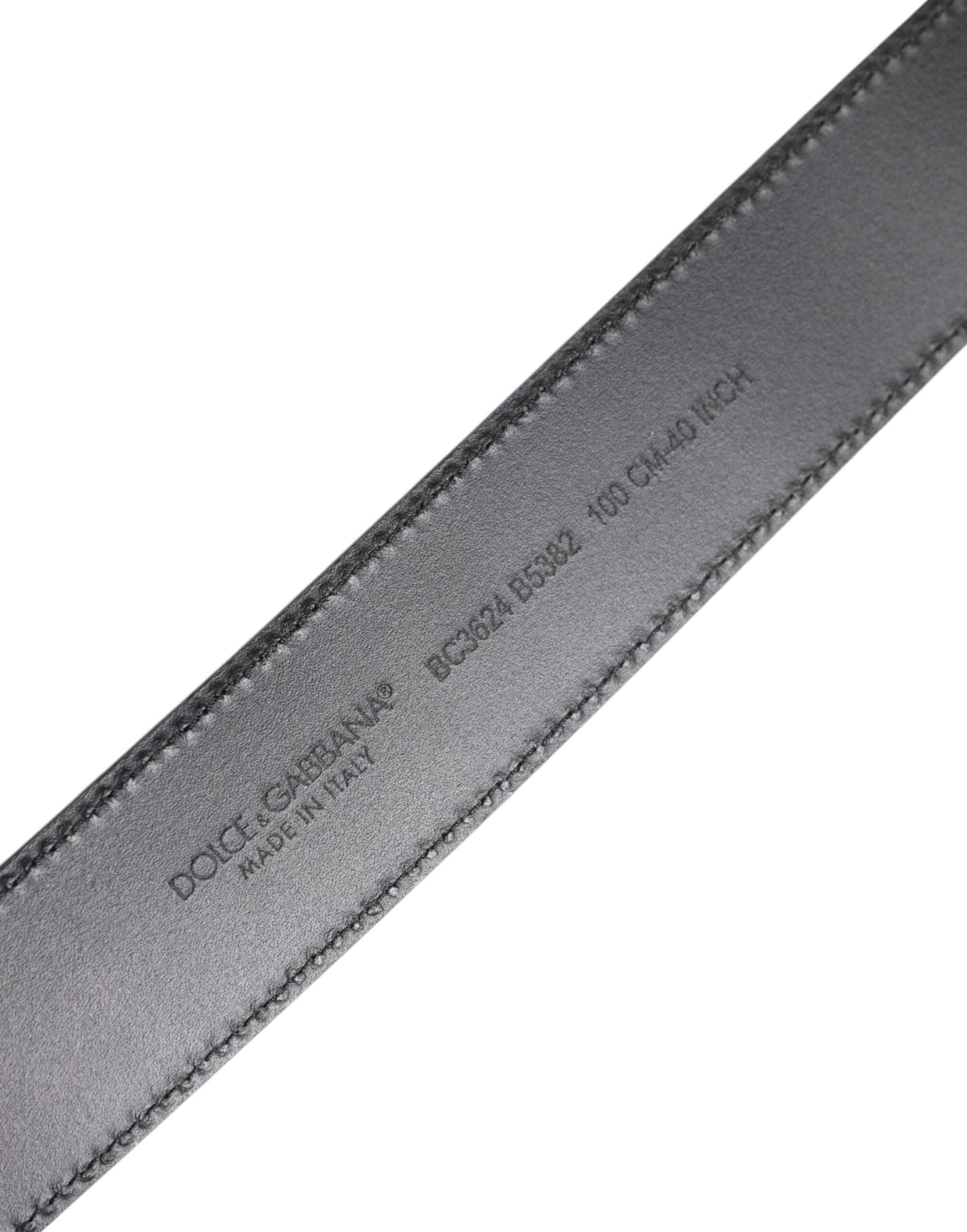 Dolce & Gabbana Black Leather Metal Logo Buckle Belt