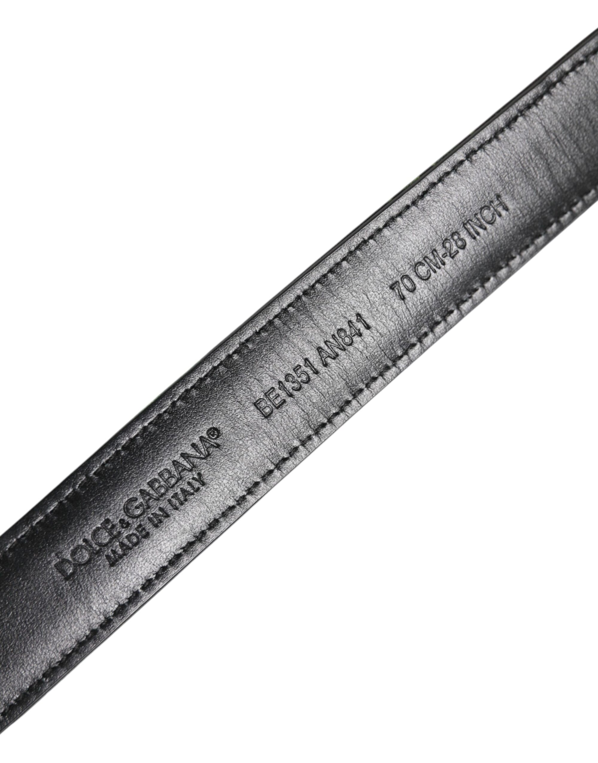 Dolce & Gabbana Black Floral Brocade Silver Metal Buckle Belt