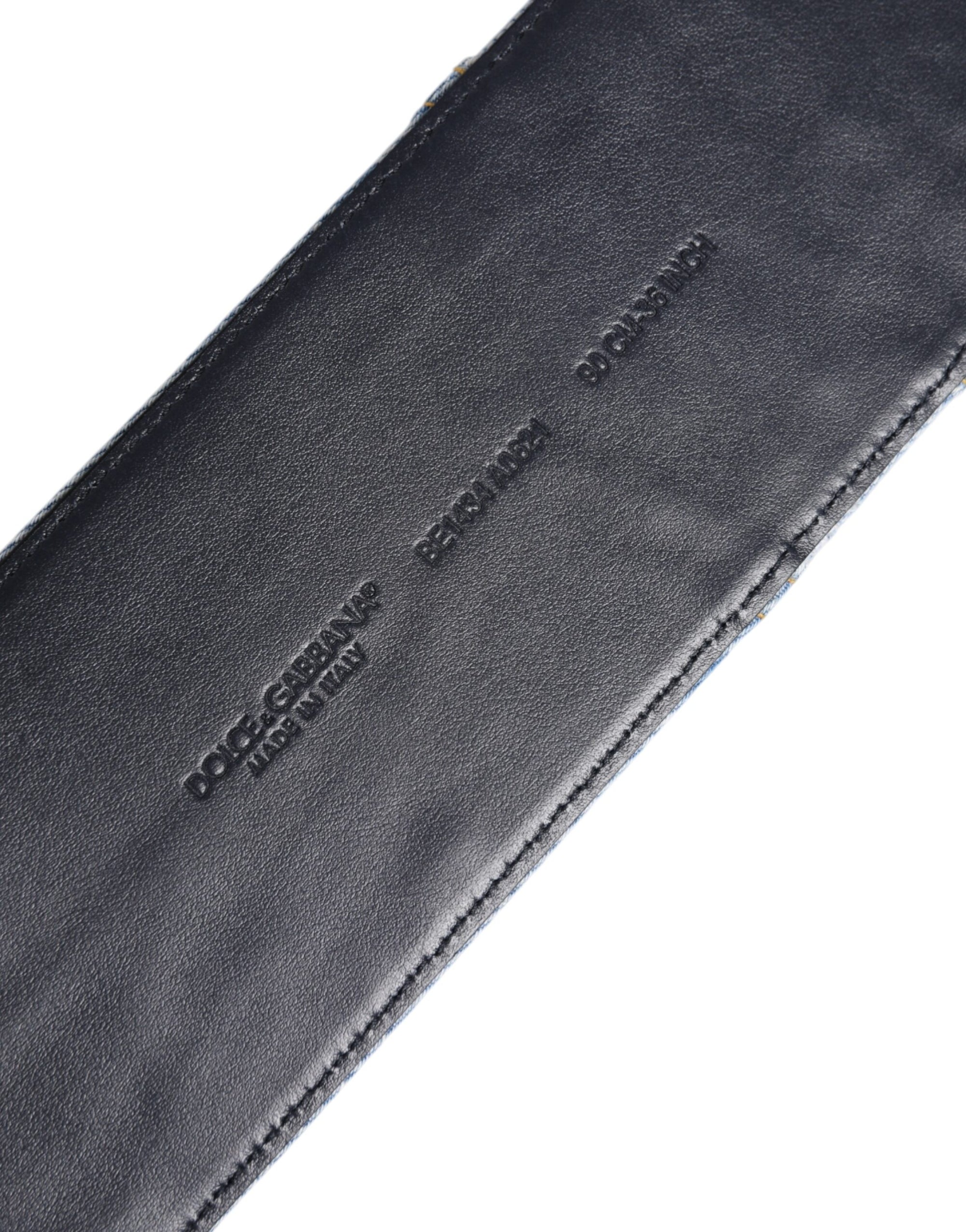 Dolce & Gabbana Two Tone Blue Denim Gold Metal Buckle Belt