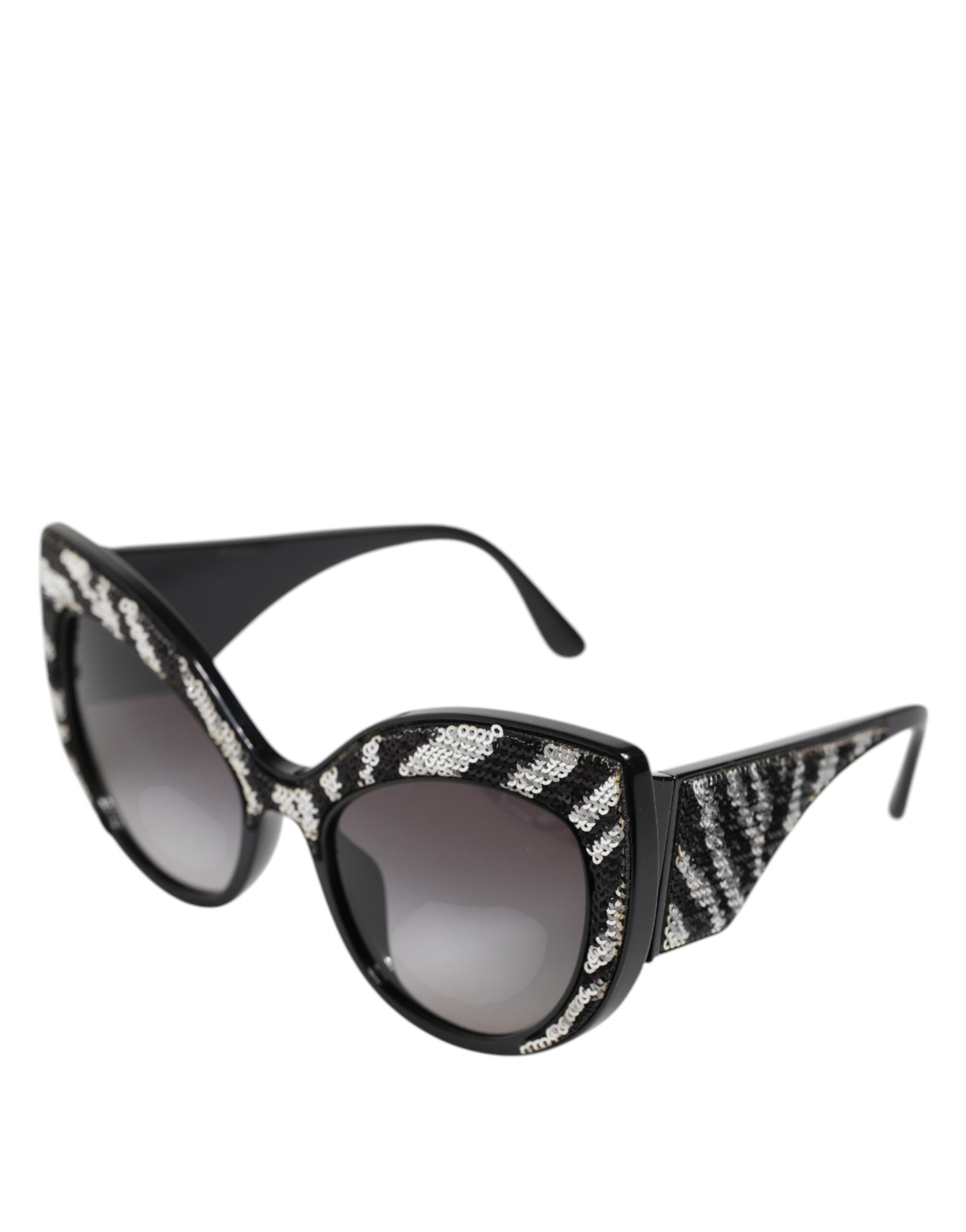 Dolce & Gabbana Black Silver Sequin Oversized Butterfly DG4326 Sunglasses