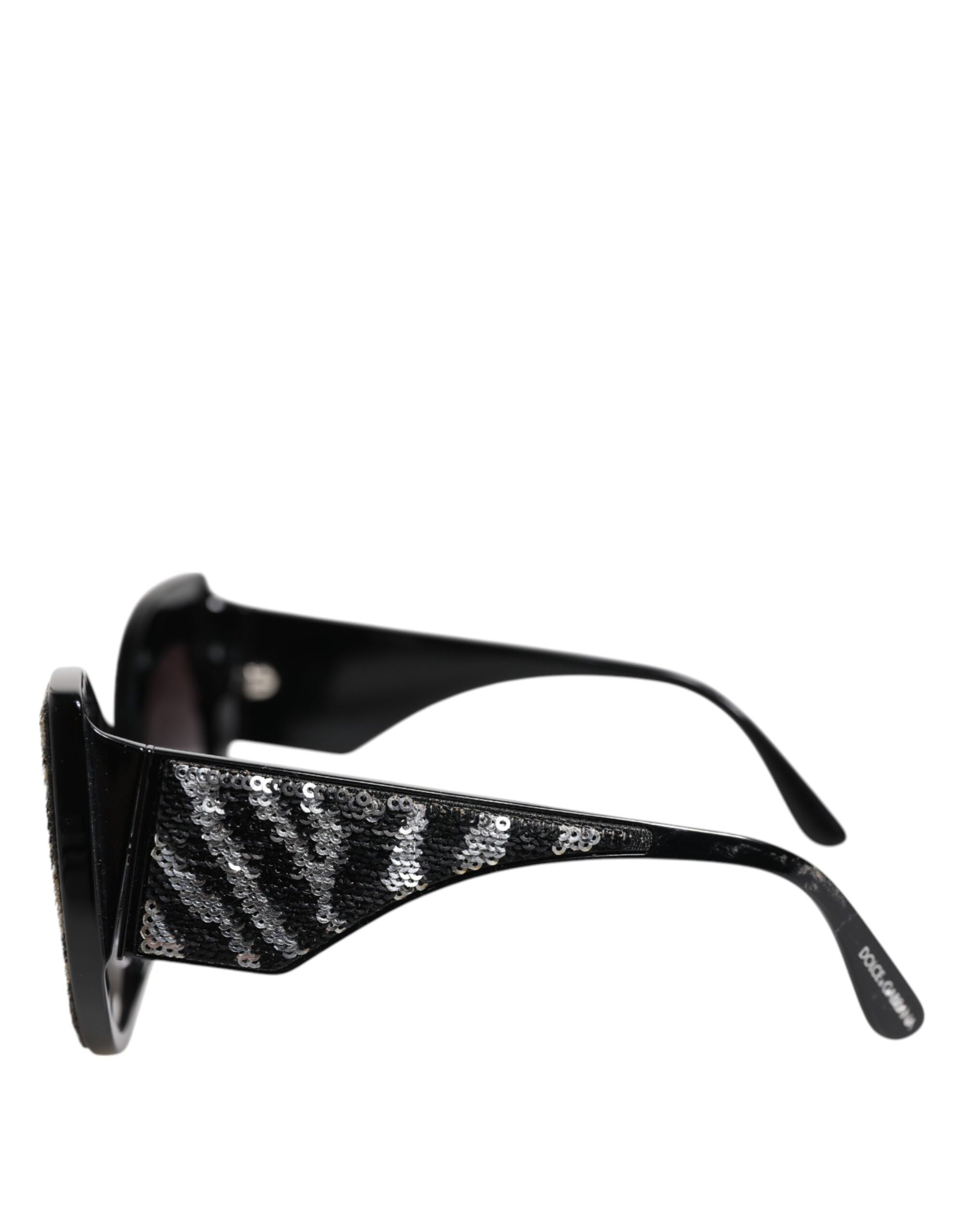 Dolce & Gabbana Black Silver Sequin Oversized Butterfly DG4326 Sunglasses
