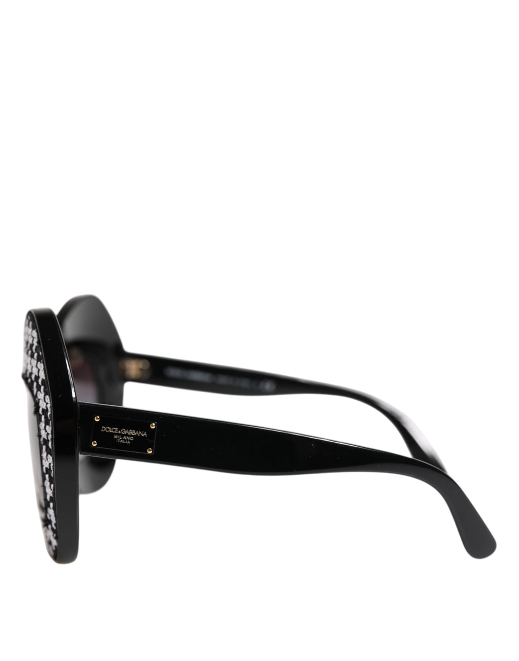 Dolce & Gabbana Black White PIED DE POULE Print Oversized Shades Sunglasses