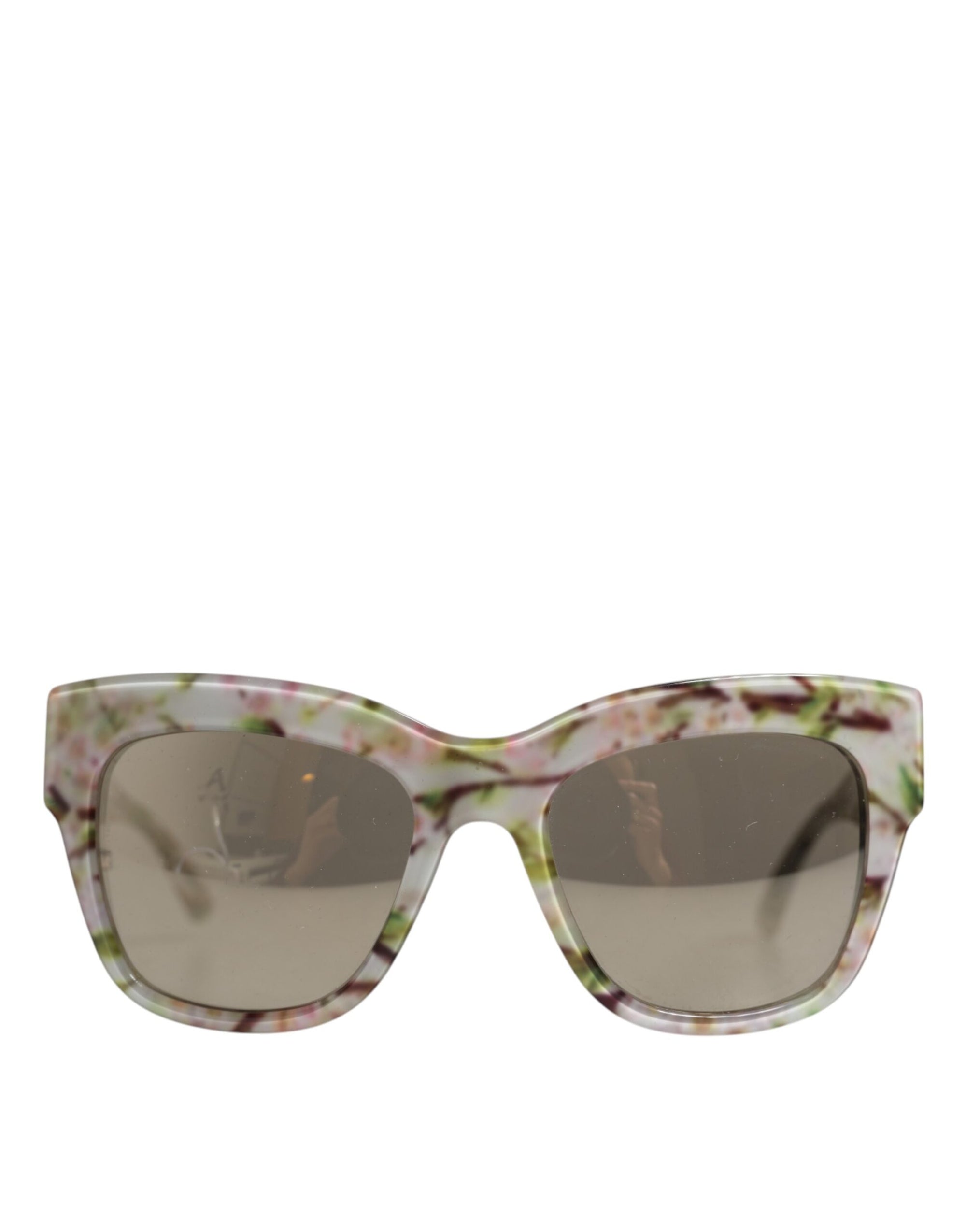 Dolce & Gabbana White DG4231F Floral Acetate Rectangle Shades Sunglasses