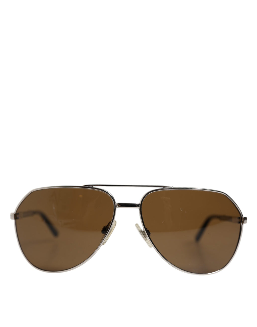 Dolce & Gabbana DG2073 Silver Steel Classic Pilot Brown Lens Sunglasses