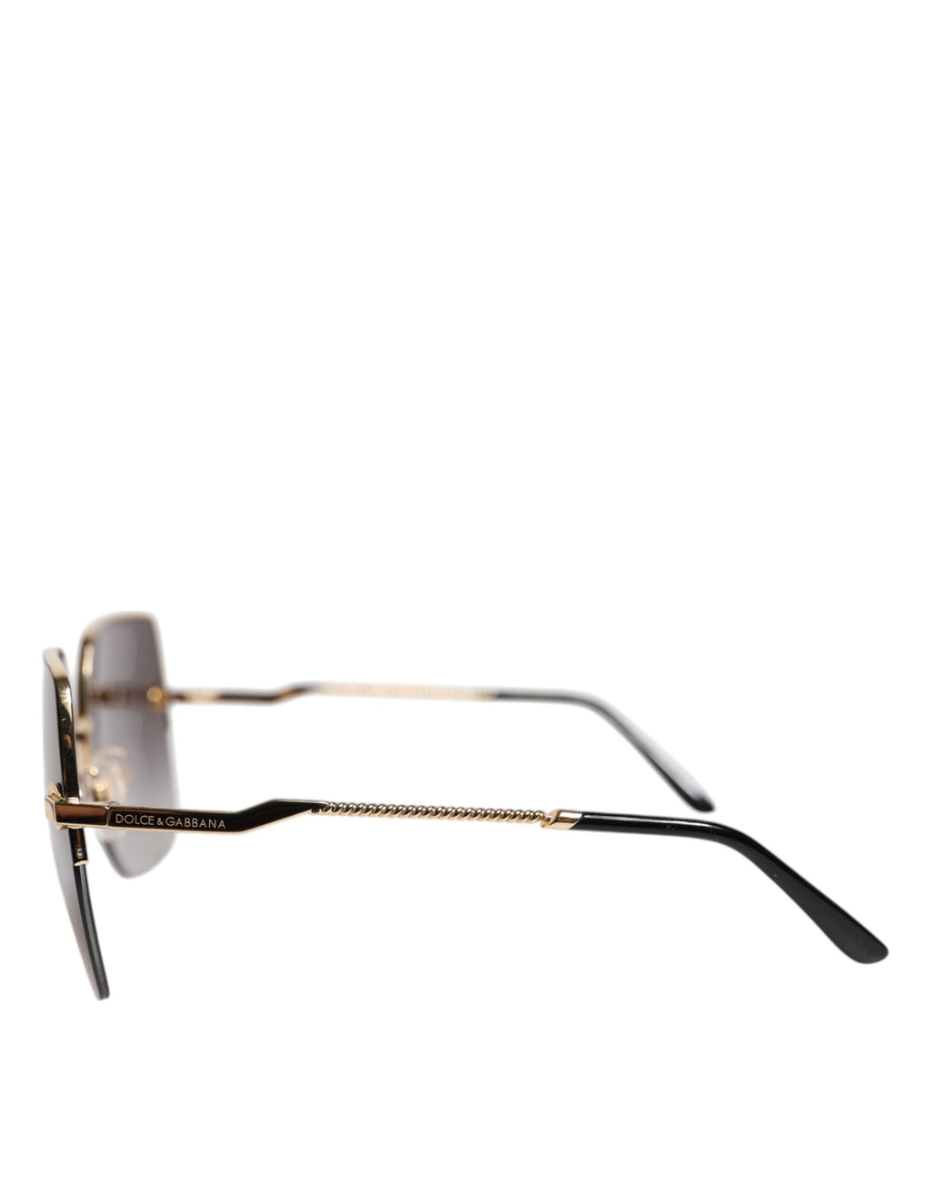 Dolce & Gabbana DG2267 Black Gold Metal Full Rim Square Sunglasses