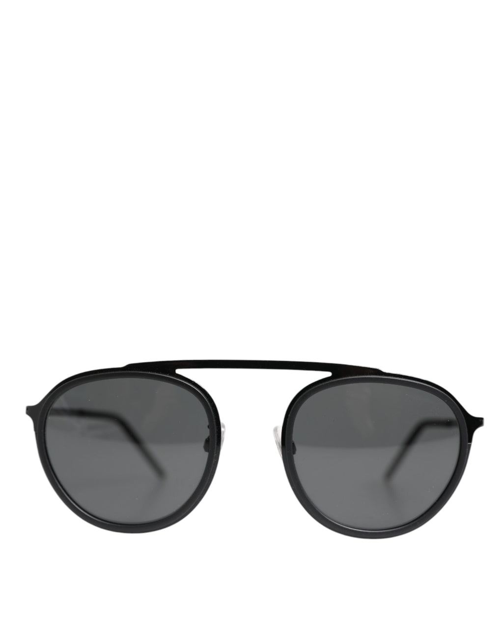 Dolce & Gabbana Matte Black DG2276 Metal Rim Round Shades Sunglasses
