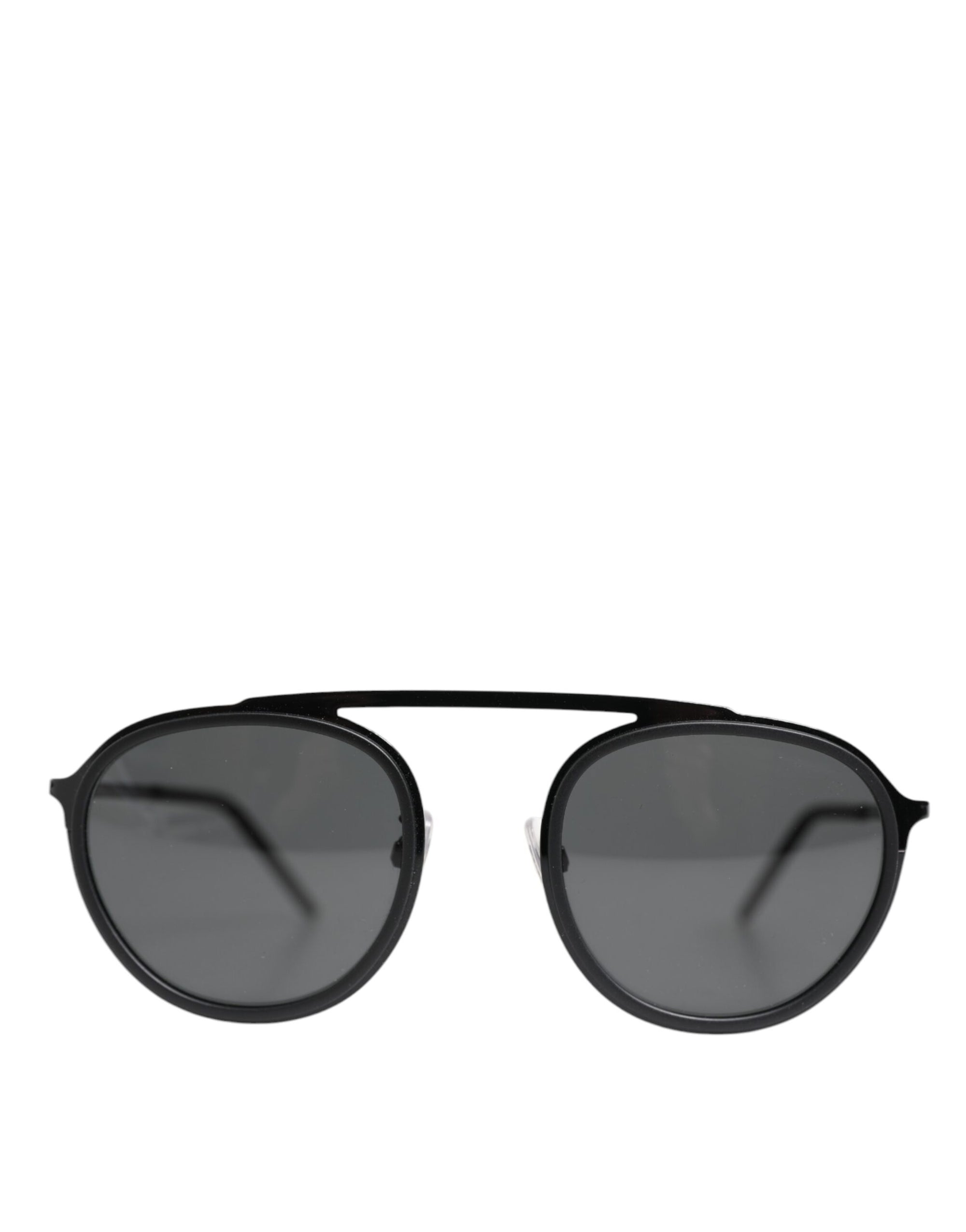 Dolce & Gabbana Matte Black DG2276 Metal Rim Round Shades Sunglasses