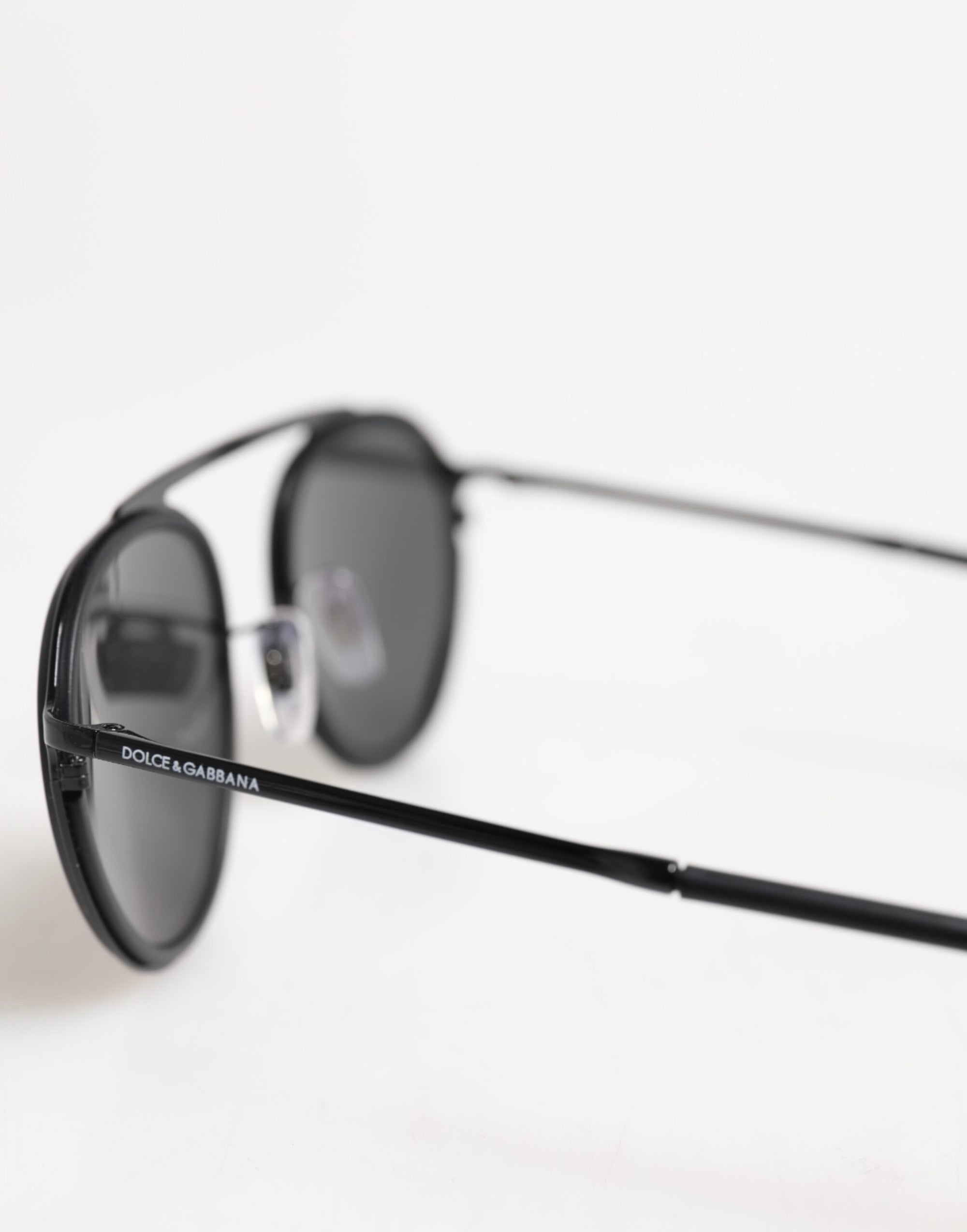 Dolce & Gabbana Matte Black DG2276 Metal Rim Round Shades Sunglasses