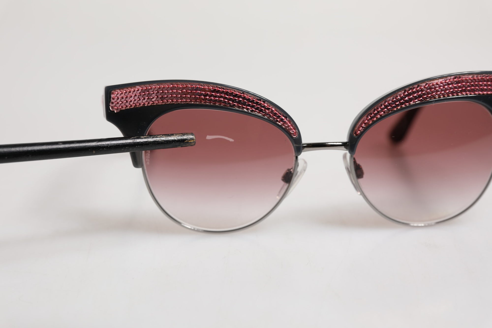 Dolce & Gabbana Black Pink Mirrored Cat Eye DG6109 Sequined Sunglasses