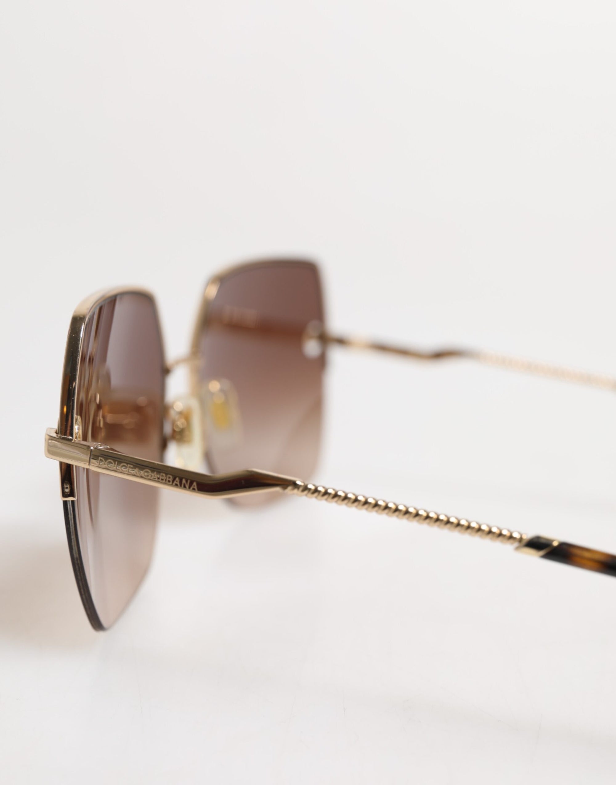 Dolce & Gabbana Gold Brown Gradient Square DG2267 Eyewear Sunglasses