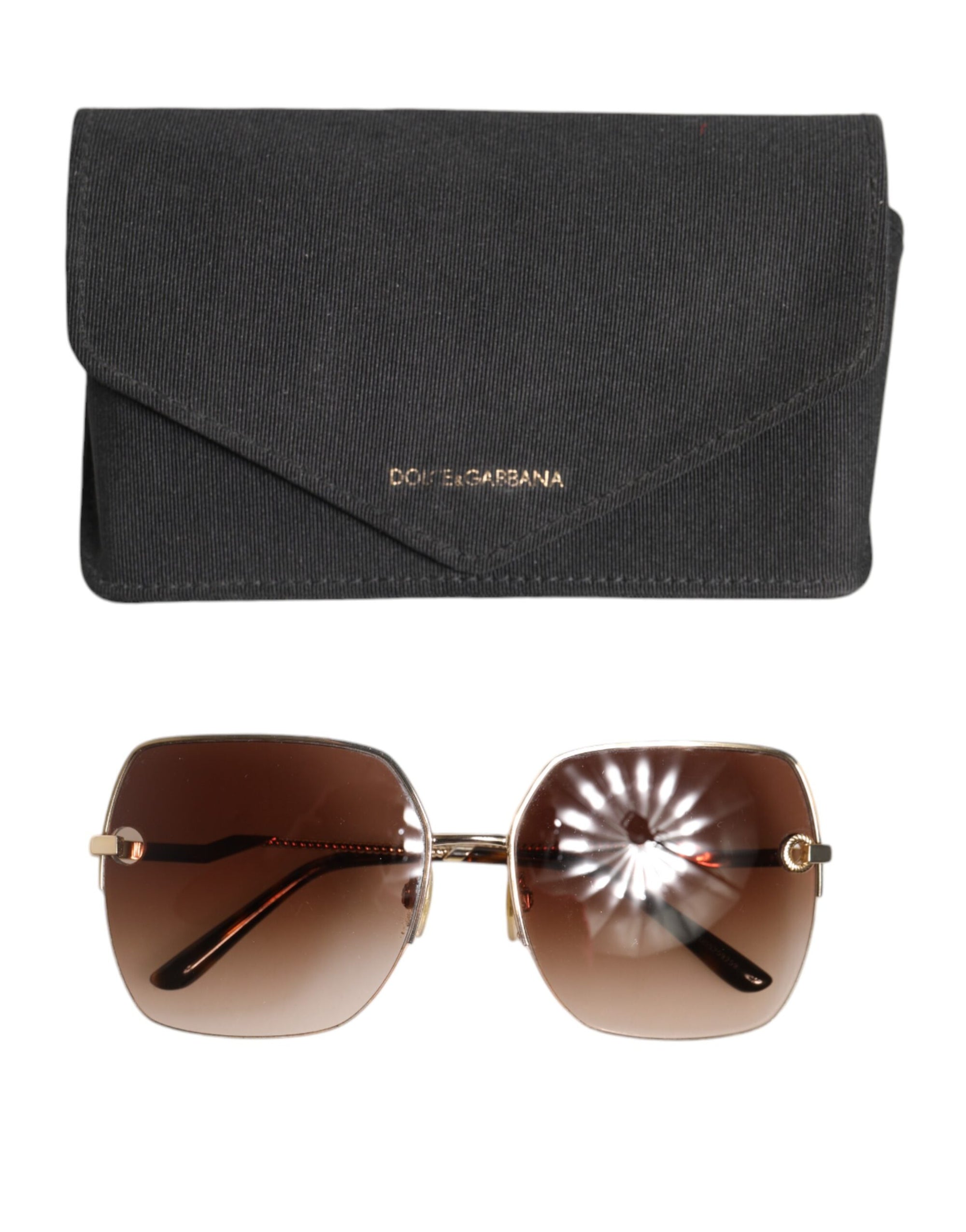 Dolce & Gabbana Gold Brown Gradient Square DG2267 Eyewear Sunglasses
