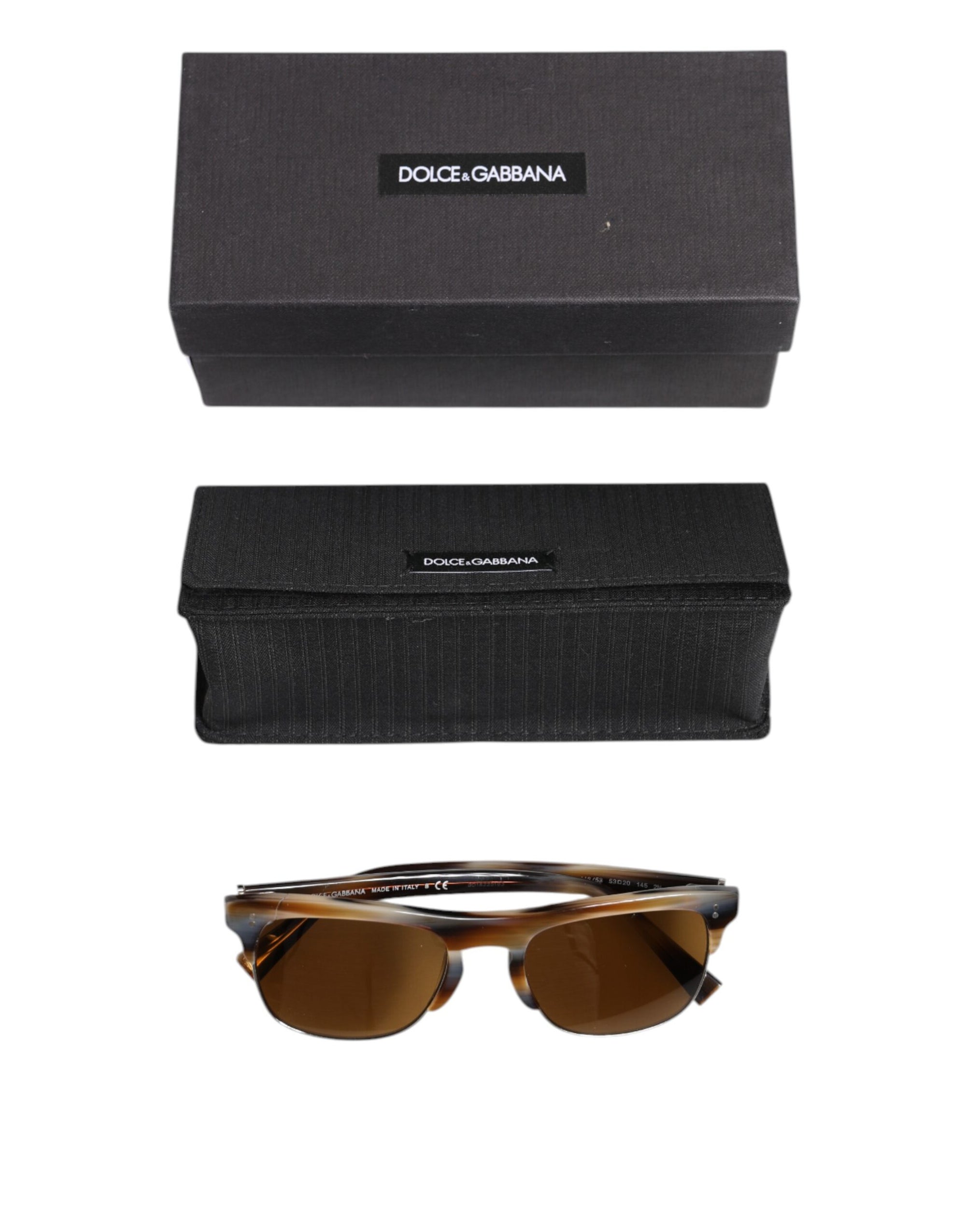 Dolce & Gabbana Brown Striped Acetate Square DG4305 Eyewear Sunglasses