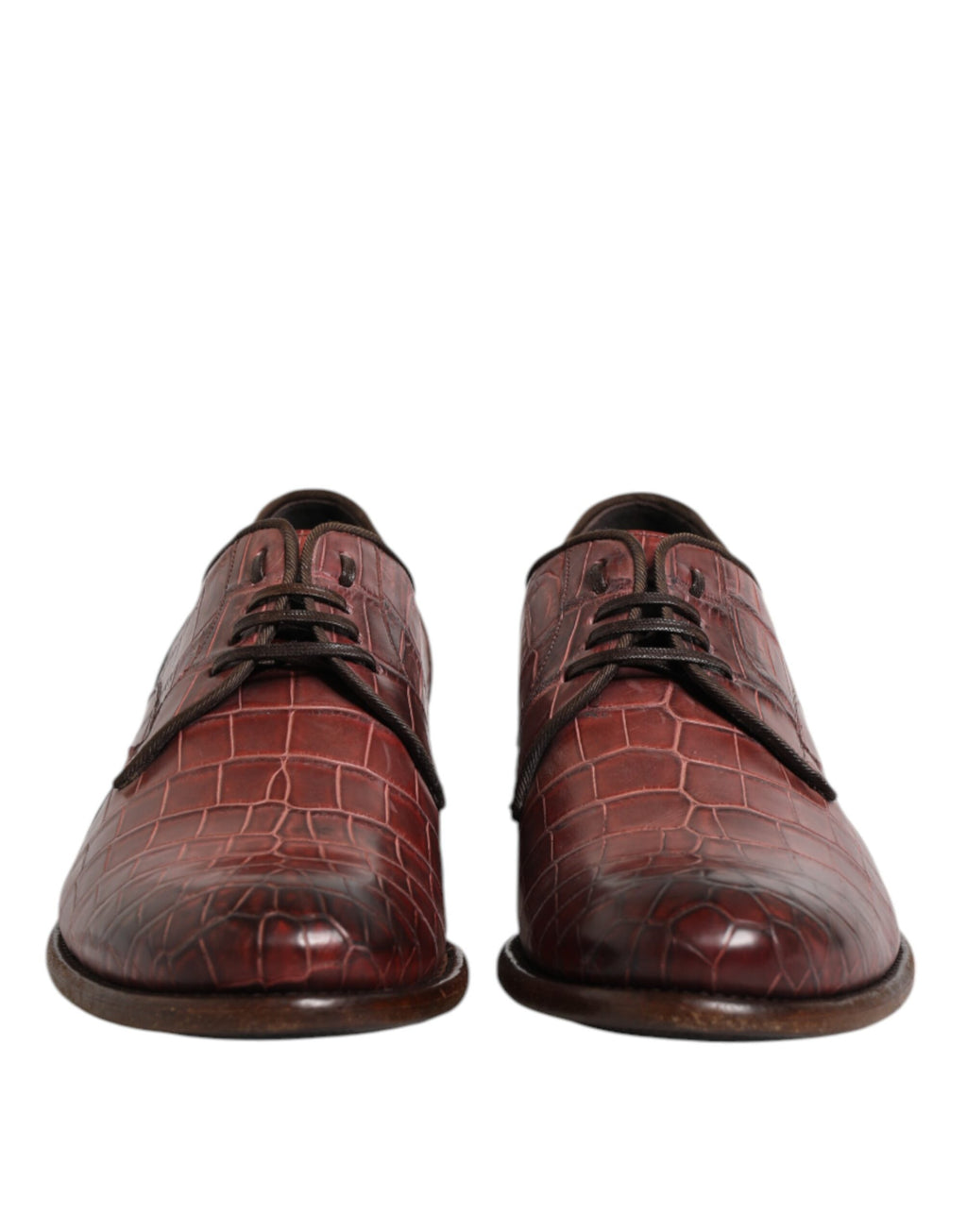 Dolce & Gabbana Burgundy Leather Lace Up Derby Dress Shoes