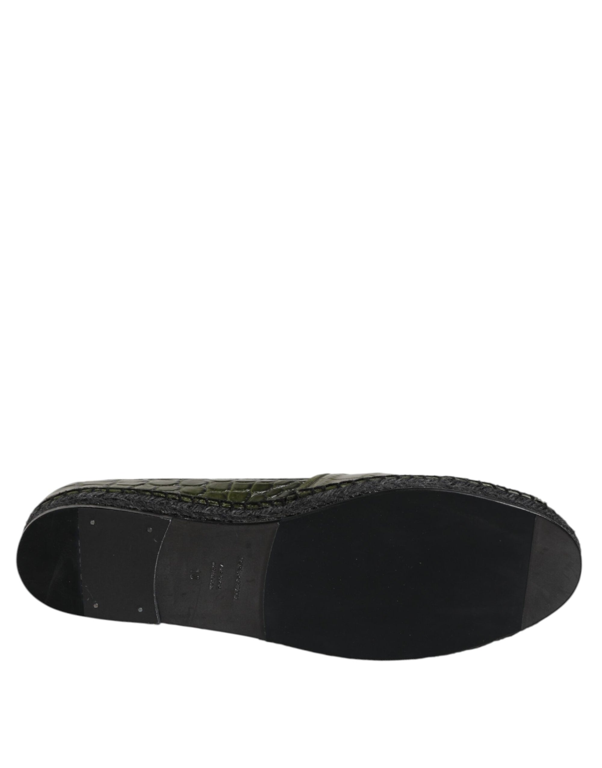 Dolce & Gabbana Green Exotic Leather Espadrilles Slip On Shoes