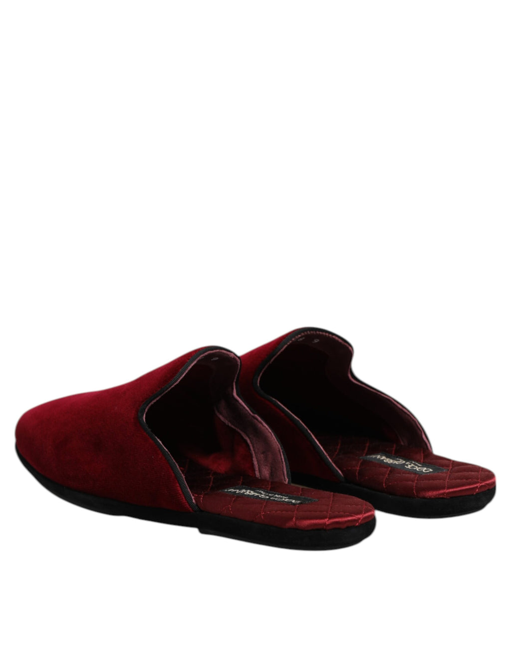 Dolce & Gabbana Red Viscose Velvet Slides Flat Slipper Shoes
