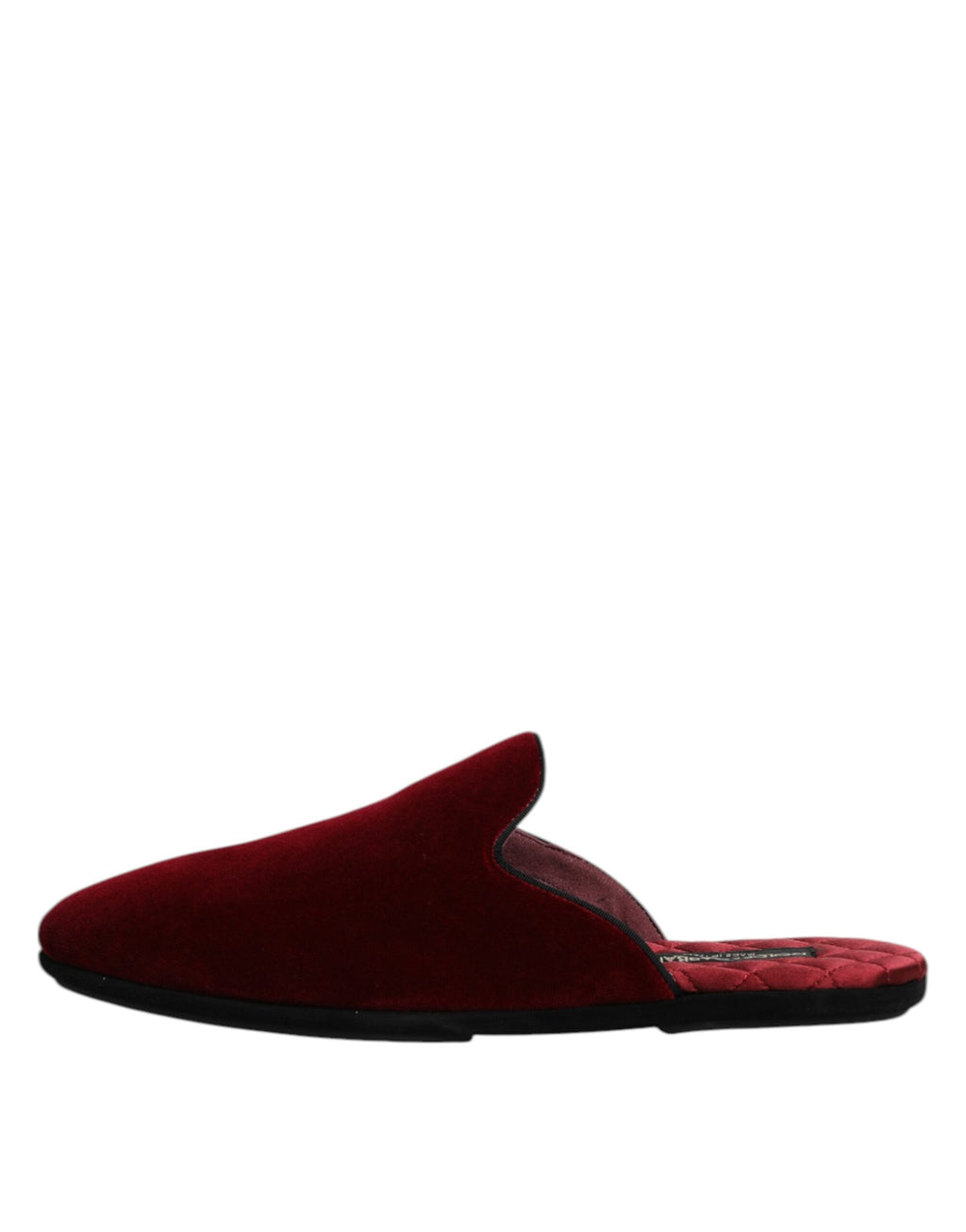 Dolce & Gabbana Red Viscose Velvet Slides Flat Slipper Shoes