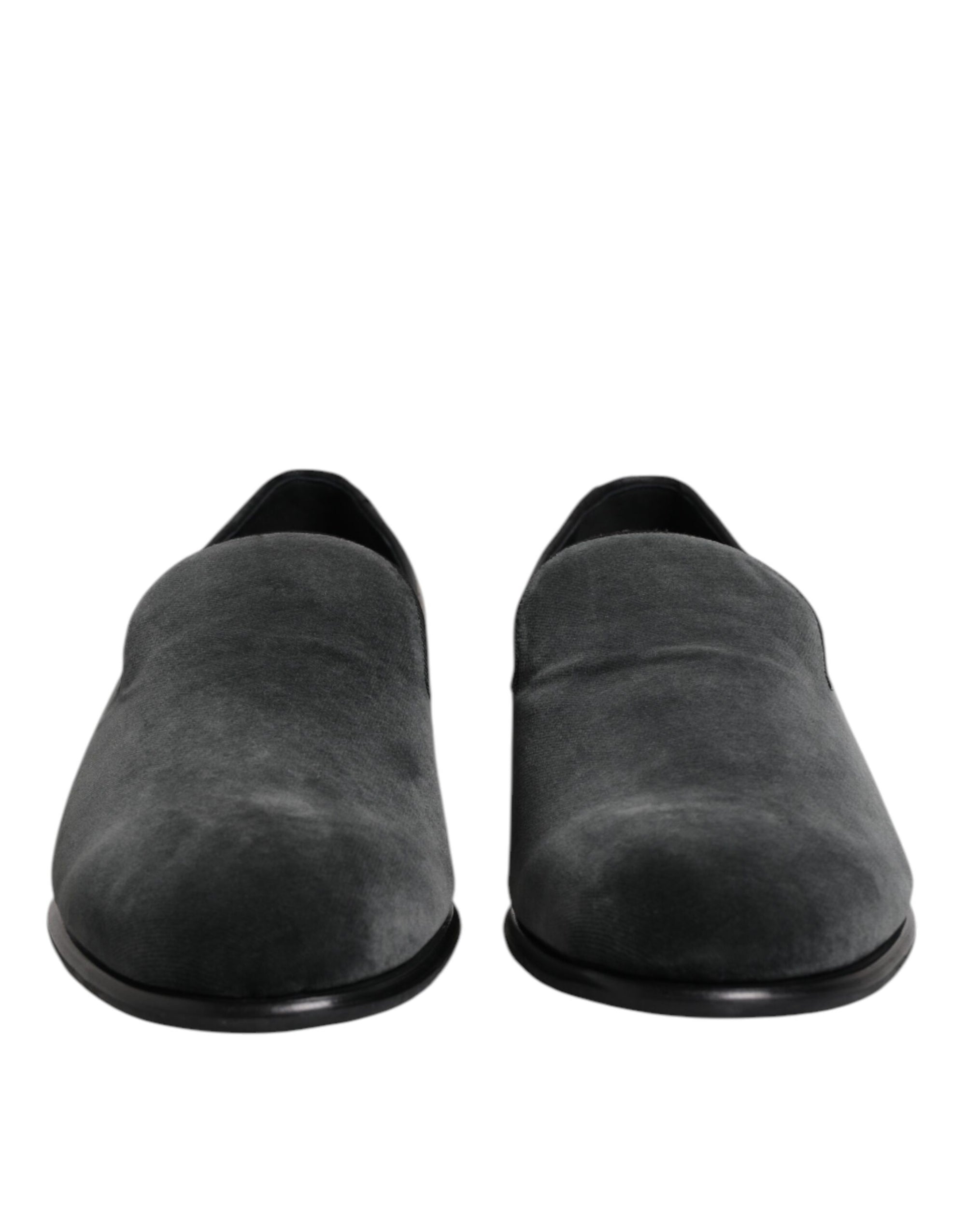 Dolce & Gabbana Black Velvet Slip On Loafers Formal Shoes