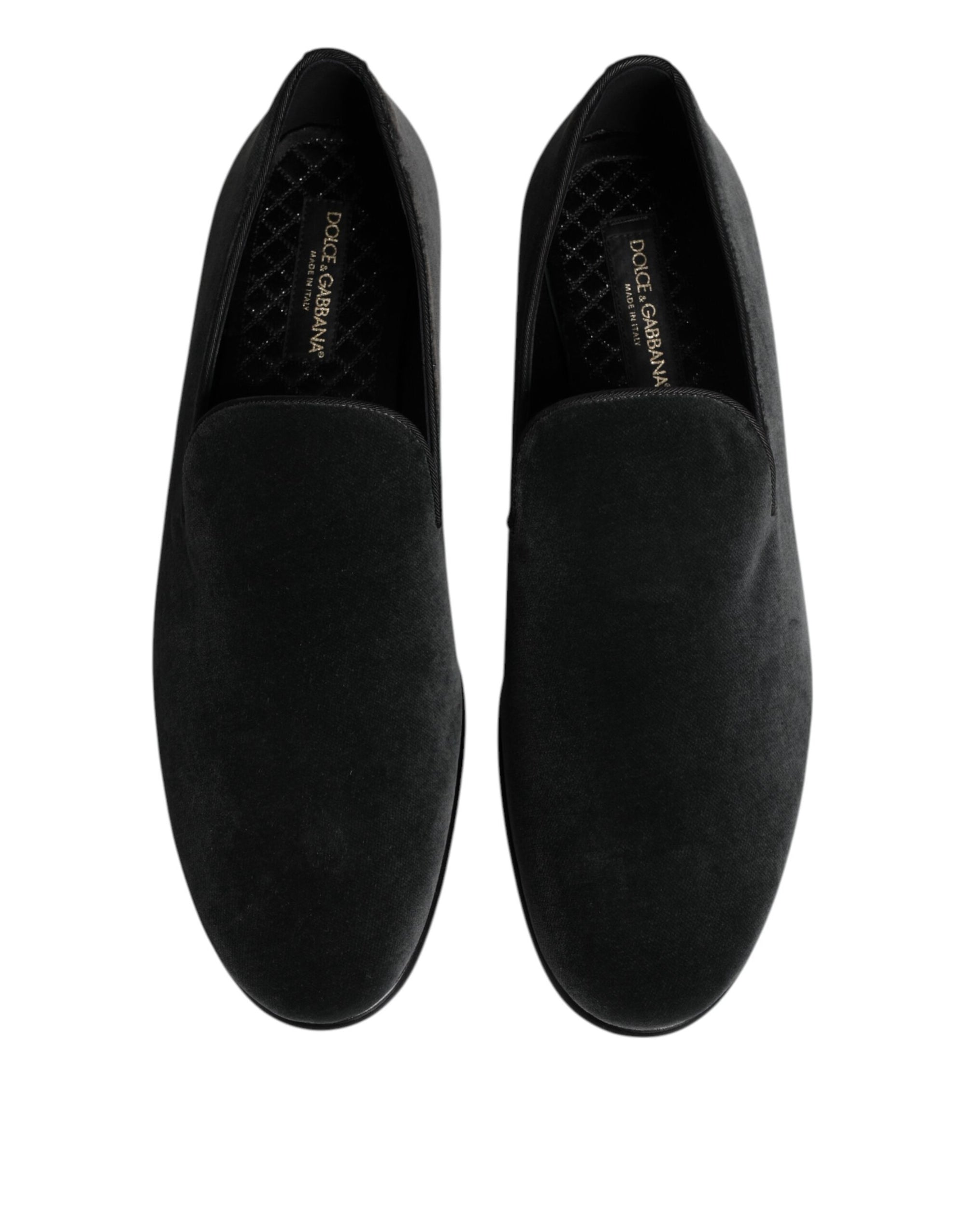 Dolce & Gabbana Black Velvet Slip On Loafers Formal Shoes