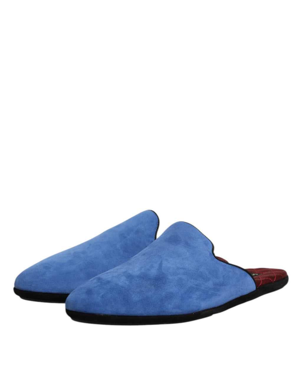 Dolce & Gabbana Blue Suede Capra Slides Flat Slipper Shoes