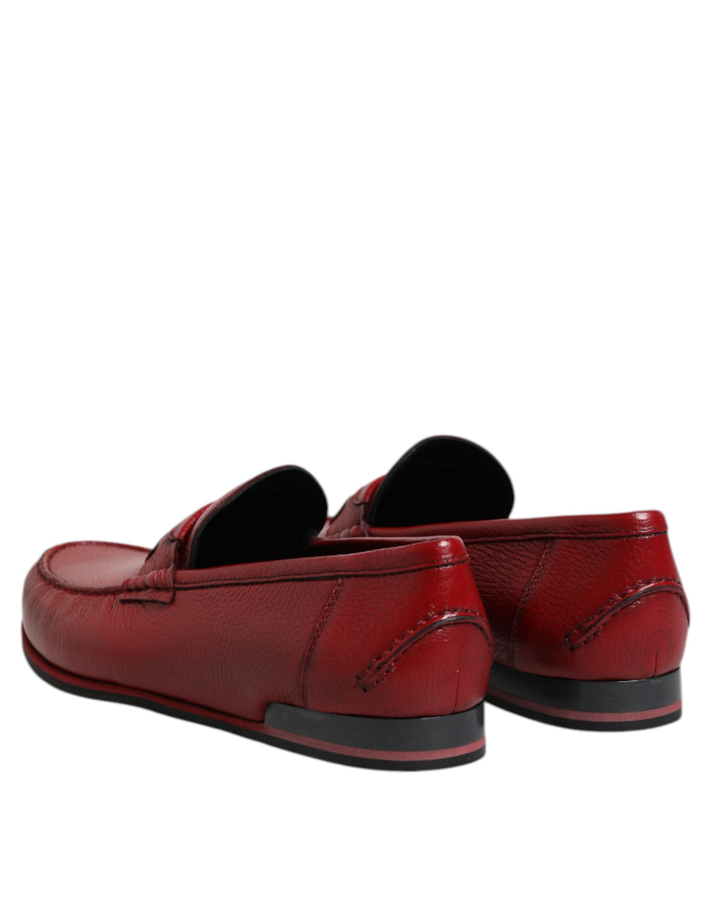 Dolce & Gabbana Red Leather Loafers Moccasins Slip On Shoes