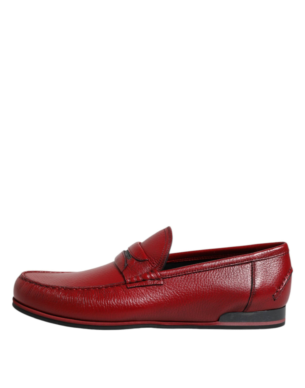 Dolce & Gabbana Red Leather Loafers Moccasins Slip On Shoes