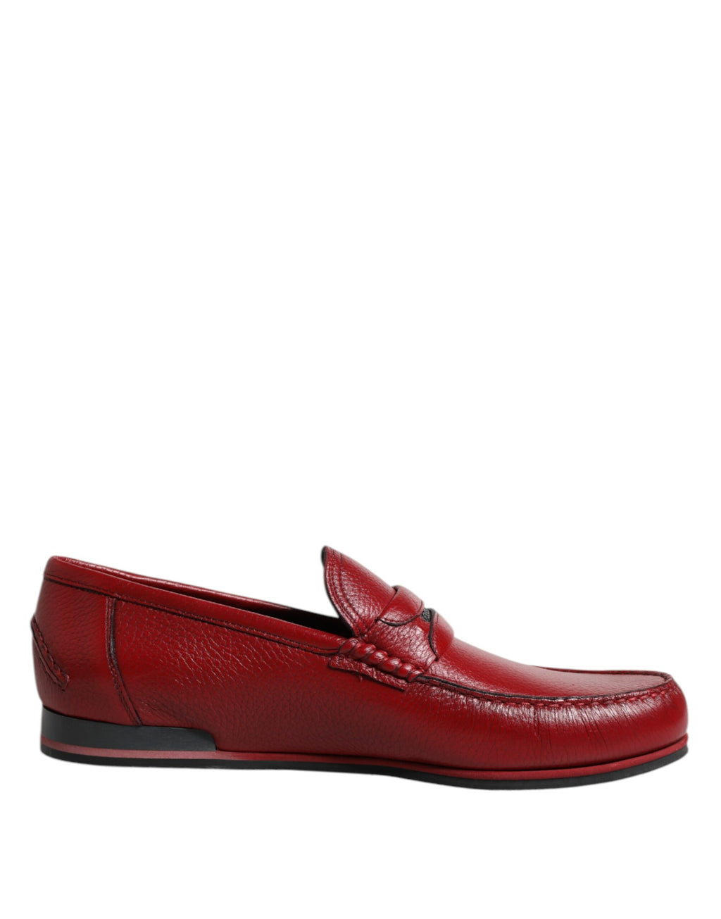 Dolce & Gabbana Red Leather Loafers Moccasins Slip On Shoes